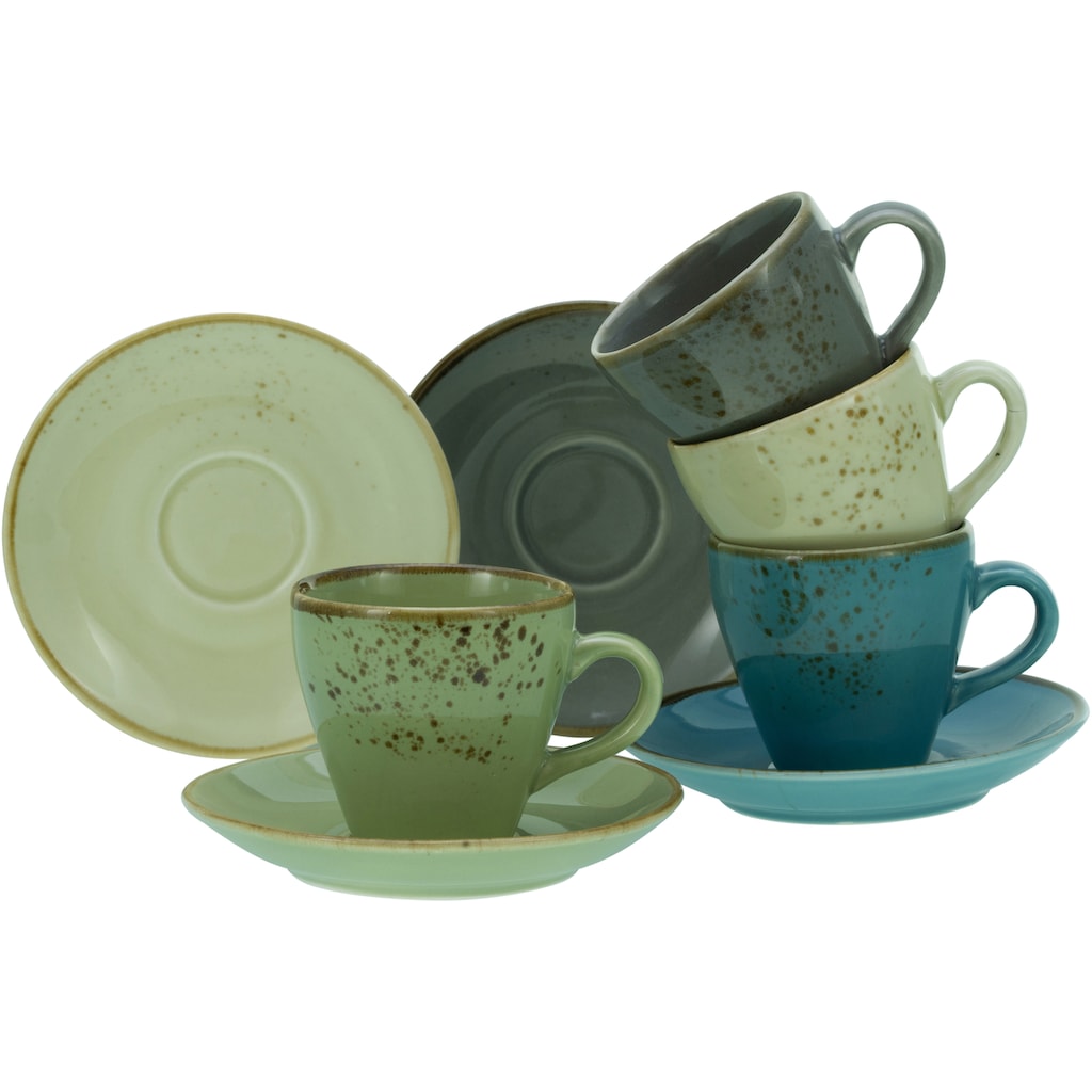 CreaTable Espressotasse »Kaffeetasse NATURE COLLECTION«, (Set, 8 tlg.)