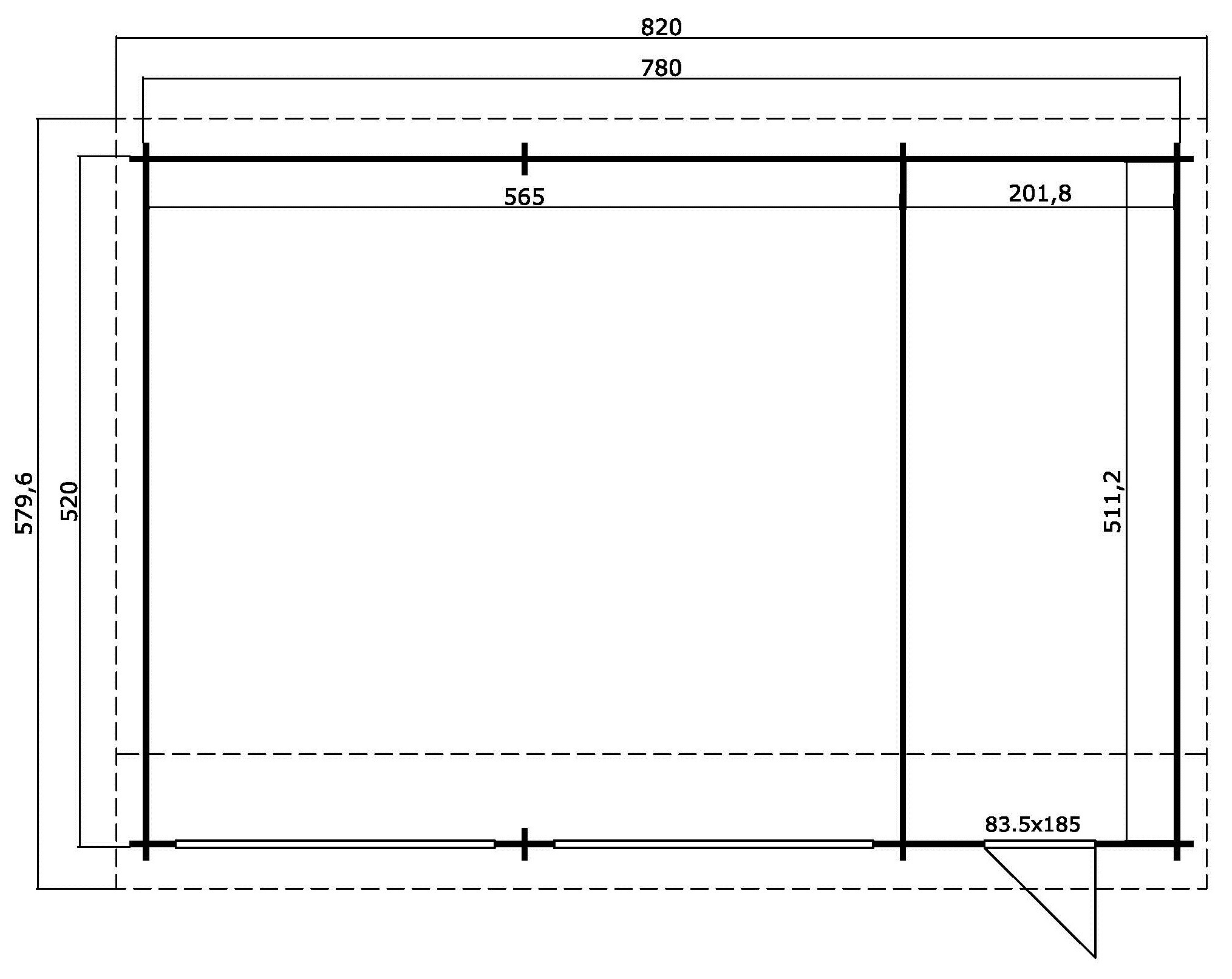 Nordic Holz Garage »HAWAII«, BxT: 820x579 cm, 197 cm Einfahrtshöhe, mit Holztor