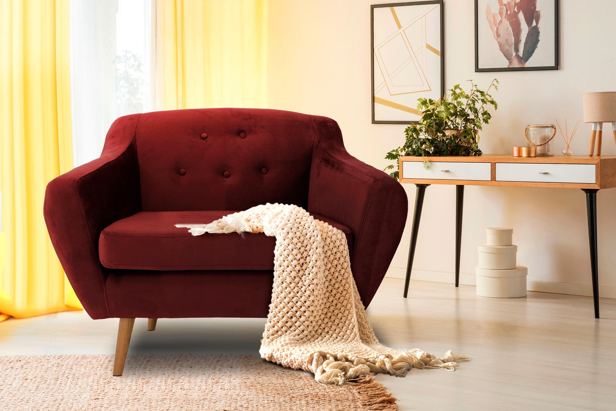 Home affaire Sessel »Renne« mit Heftung im Rücken im skandinavischem Stil günstig online kaufen