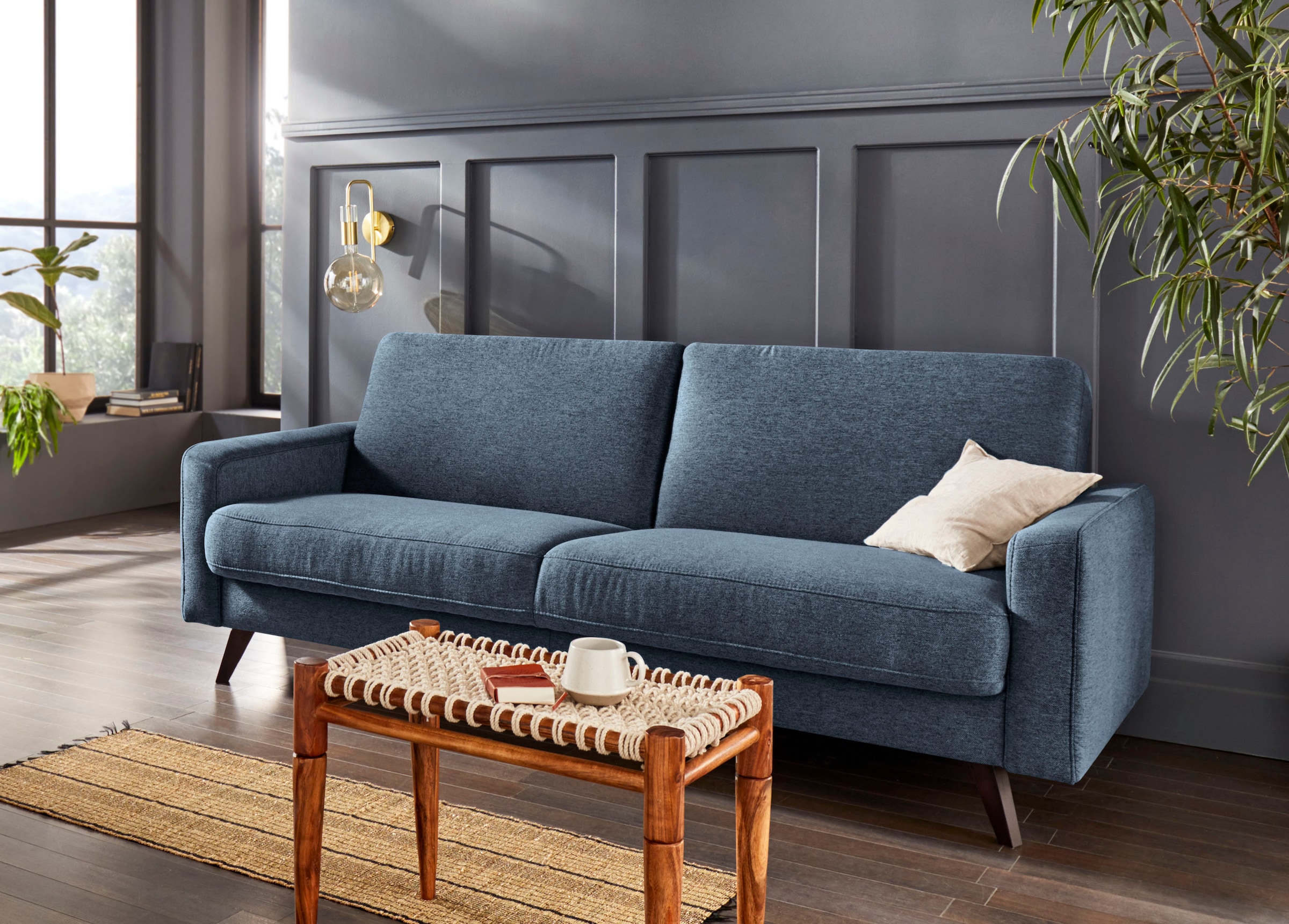 exxpo - sofa fashion 3-Sitzer »Samso, elegant und bequem, toller Sitzkomfort, Schlafsofa«, Kippcouch, inklusive Bettfunktion und Bettkasten, Komfortsitzhöhe 49cm