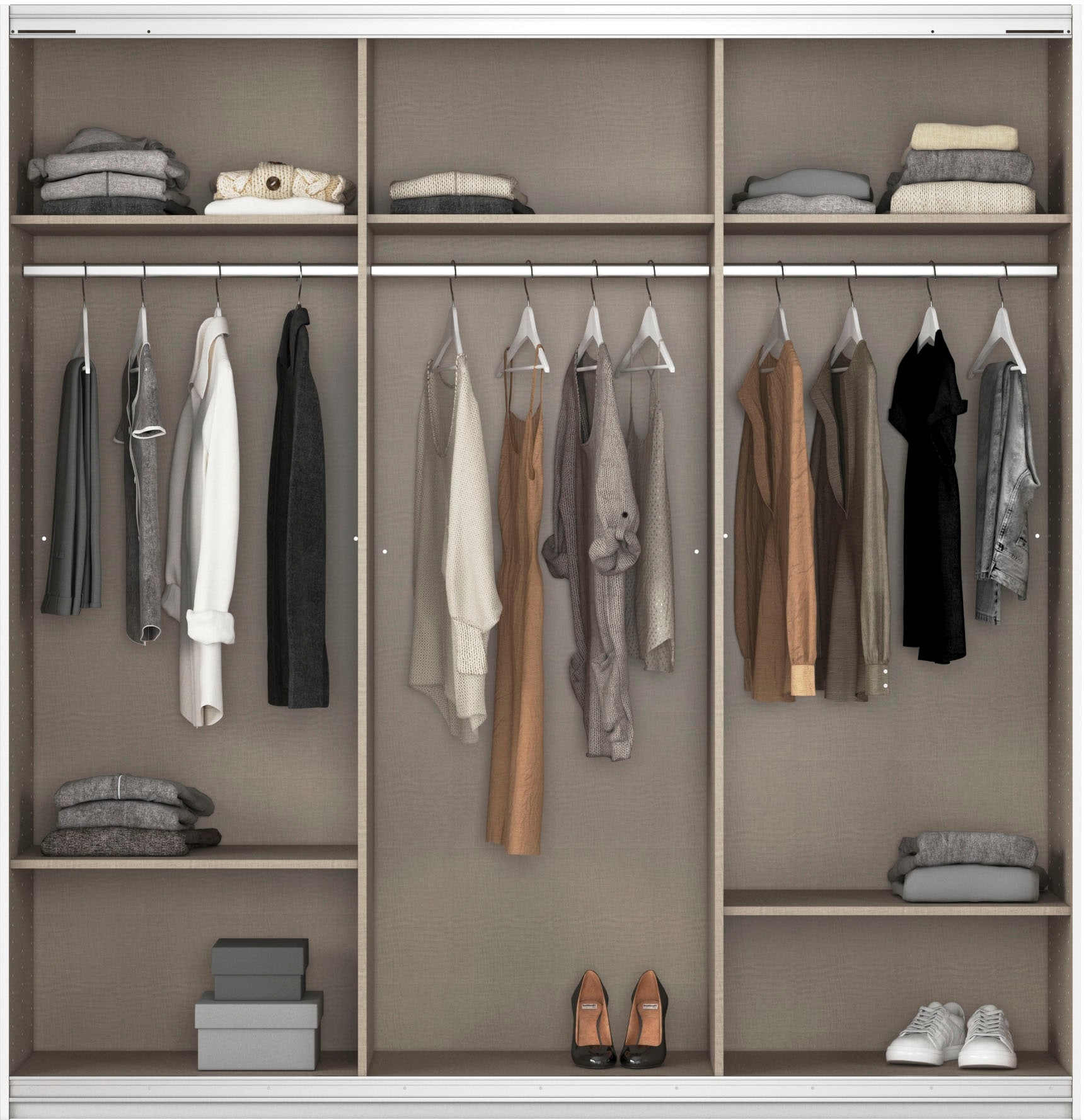 rauch Schwebetürenschrank »Kleiderschrank Schrank OTTO´S CHOICE Garderobe AGORDO«, (in zwei Griff-Farben), Top Innenausstattung, in 4 Breiten und 2 Höhen MADE IN GERMANY
