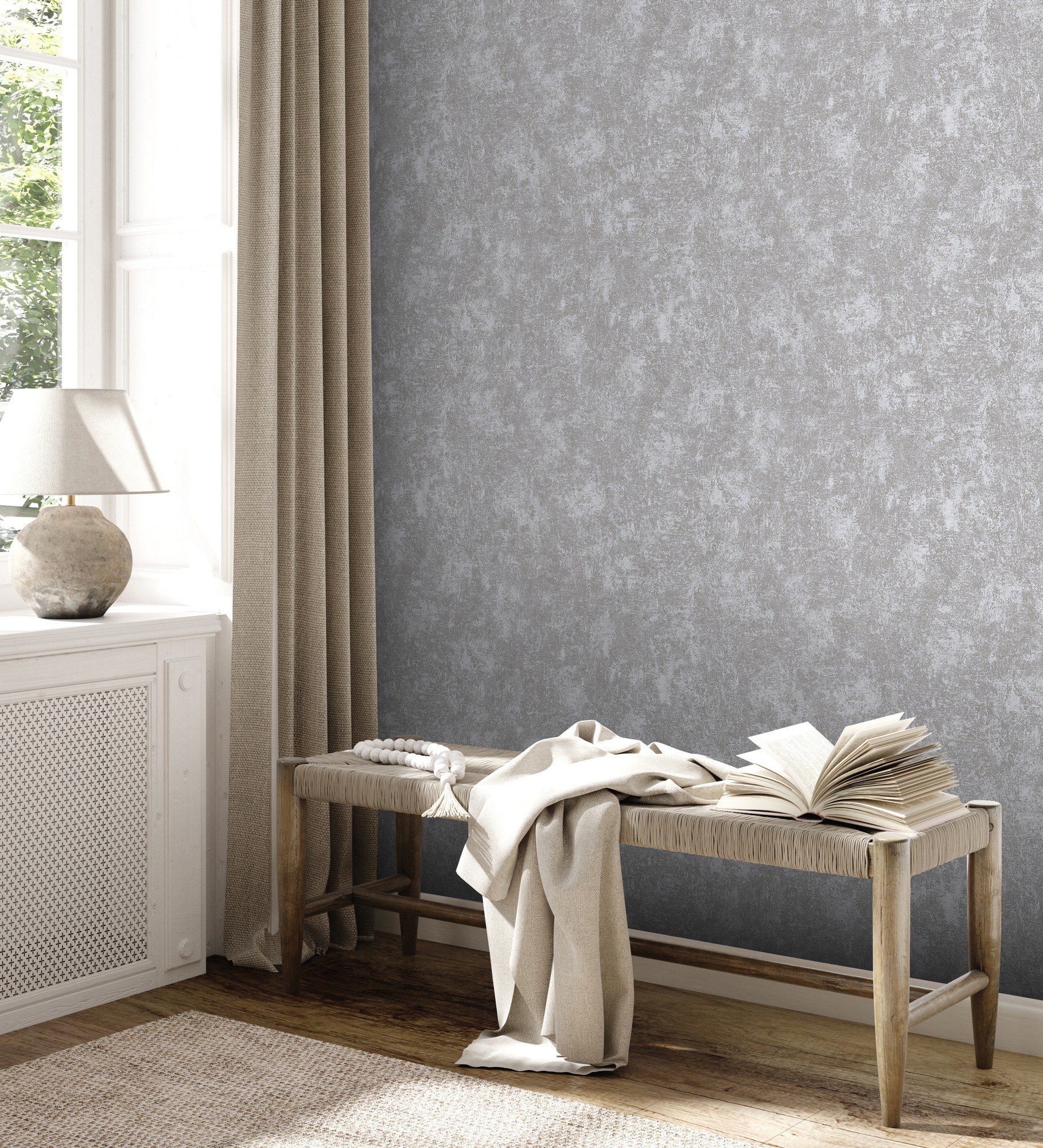A.S. Création Vliestapete »Tapete Metallic«, glänzend-abstrakt-organisch, Tapete Putzoptik Glatt Tapeten Wohnzimmer Schlafzimmer Küche Flur Büro