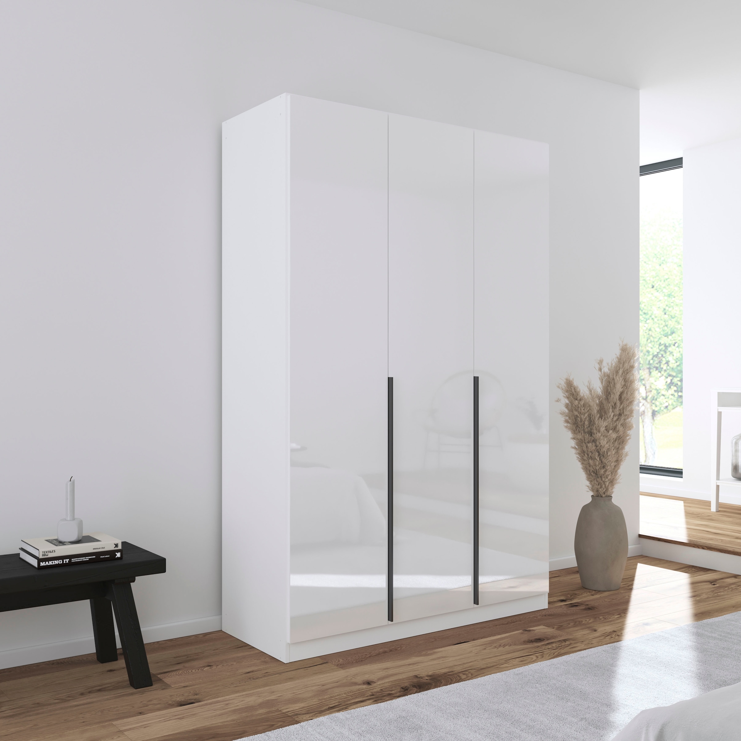 rauch Drehtürenschrank »Kleiderschrank Schrank Garderobe AGORDO TOPSELLER Schlafzimmer«, (in zwei Griff-Farben mit Dekor- oder Hochglanzfront), durchdachte Innenausstattung, in 6 Breiten und 2 Höhen MADE IN GERMANY