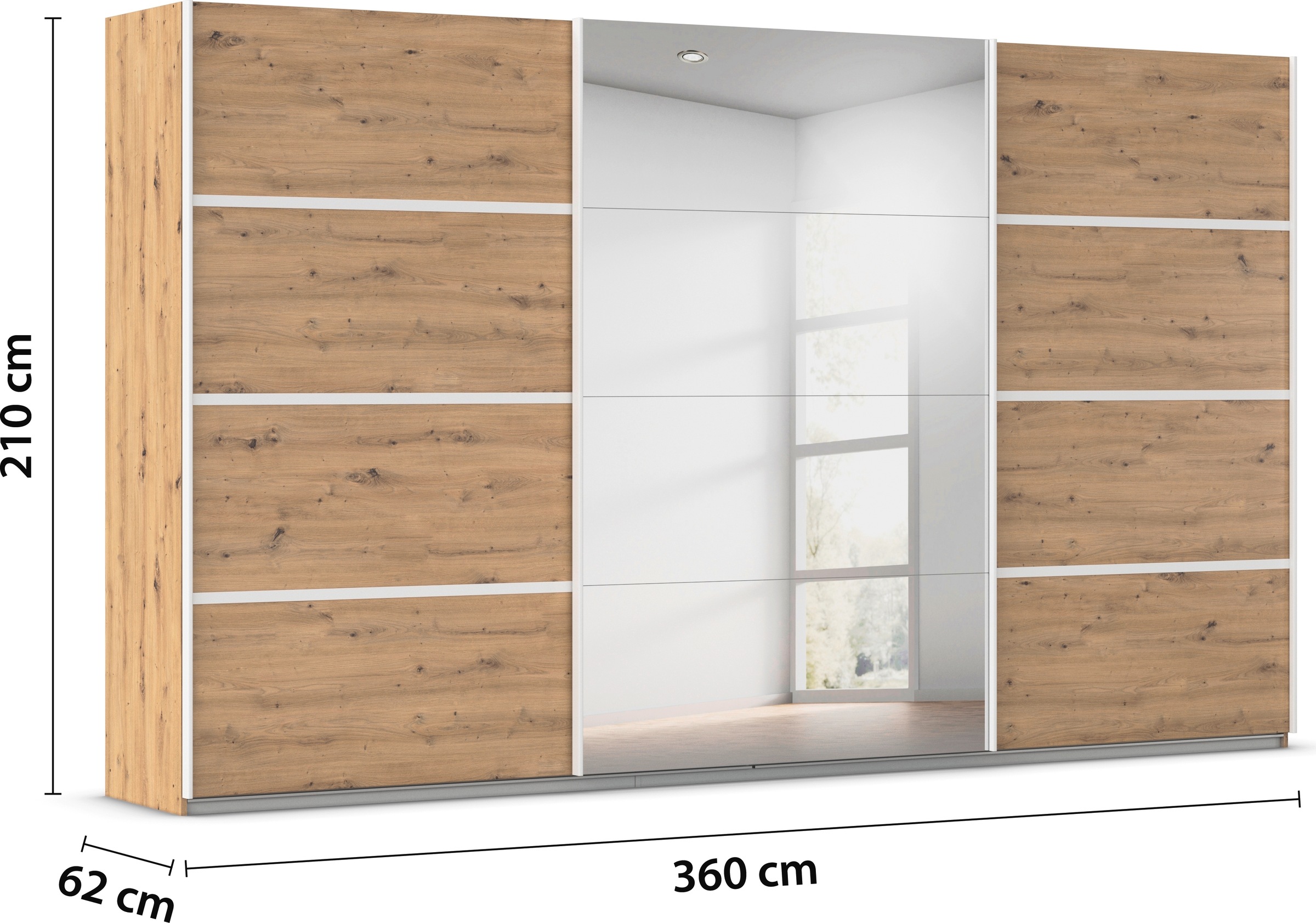 rauch Kleiderschrank »Schwebetürenschrank Garderobe Schrank TOP ANGEBOT Avola«, (in 3 verschiedenen Ausstattungen BASIC/CLASSIC/PREMIUM inkl. Spiegel), mit eleganten Zierleisten in Chrom, Schwarz oder Weiß MADE IN GERMANY