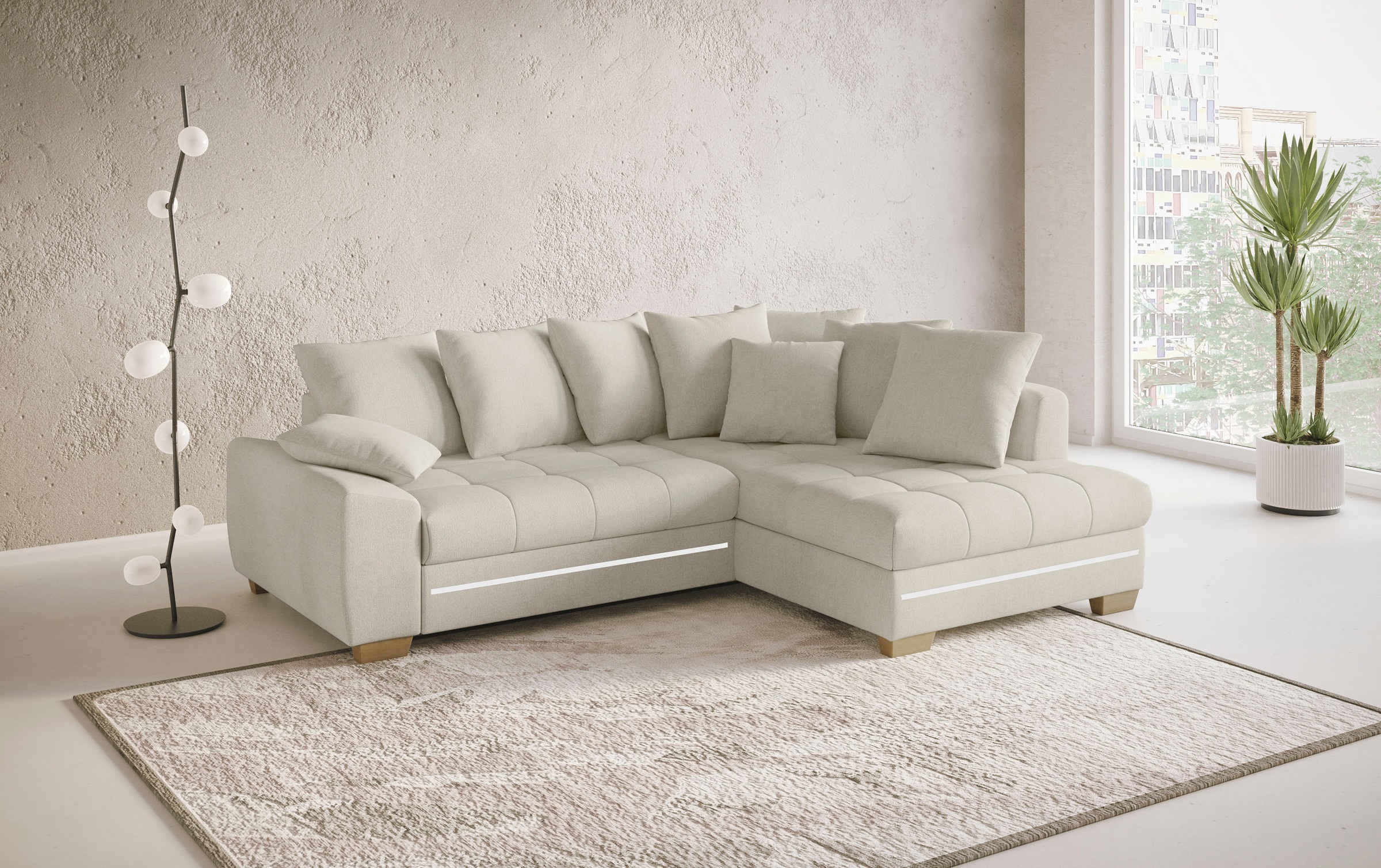 Mr. Couch Ecksofa »Nikita II, L-Form«, mit Kaltschaum, RGB-LED Beleuchtung, wahlweise mit Bett, Bettkasten