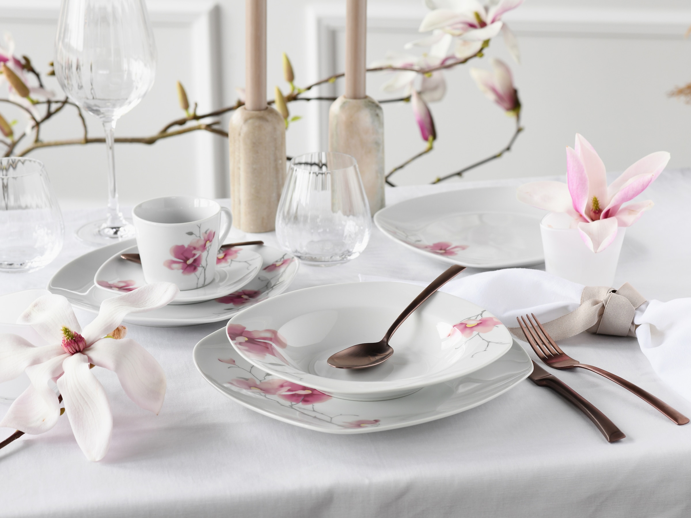 CreaTable Kombiservice »Amelie Aiko, Kombi-Service 30-tlg«, (Set, 30 tlg.), Blumendekor
