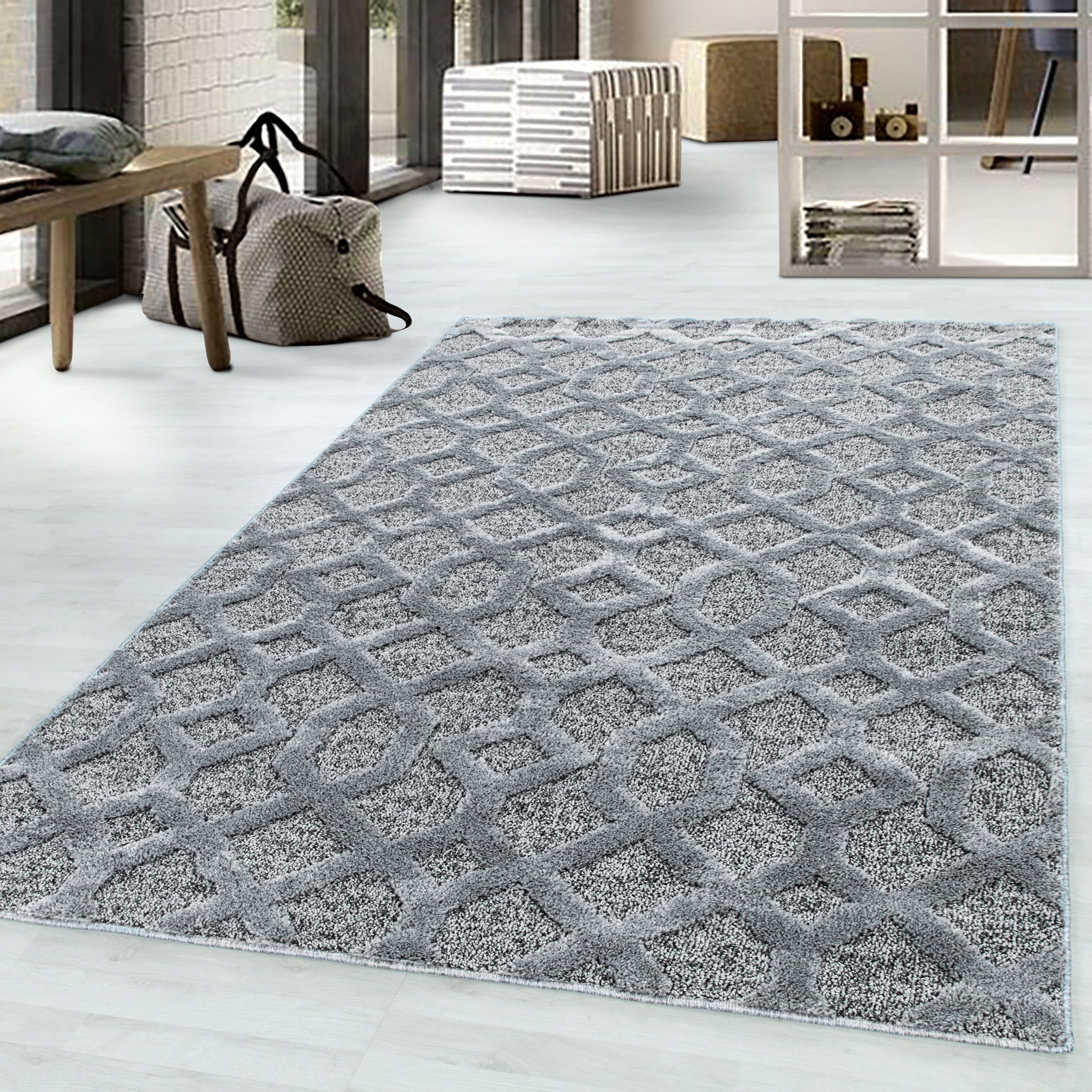 Ayyildiz Teppiche Teppich »PISA 4702«, rechteckig, 20 mm Höhe, als Läufer und rund erhältlich, Hoch Tief Struktur, Wohnzimmer
