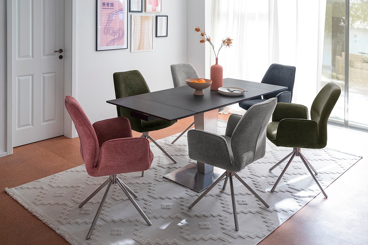 MCA furniture Esszimmerstuhl »GREYTON«, Chenille, (2er-Set), drehbar 180°, Belastbarkeit 120 kg, Sitzhöhe ca. 50 cm