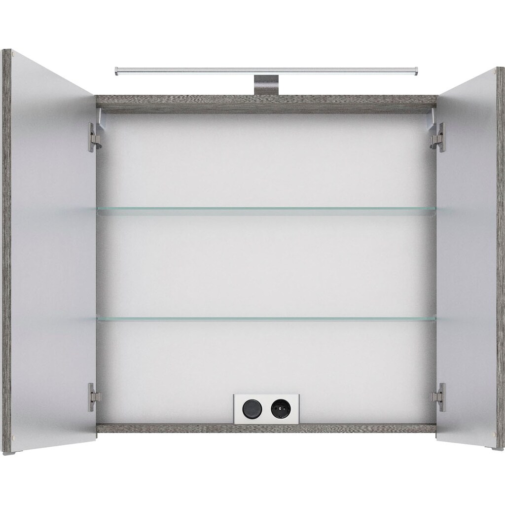 Saphir Badmöbel-Set »6005 Sprint 4-teilig, Keramik-Waschtisch mit LED-Spiegelschrank«, (5 St.), Unterschrank, Midischrank, inkl. Türdämpfer, 4 Türen, 5 Schubladen