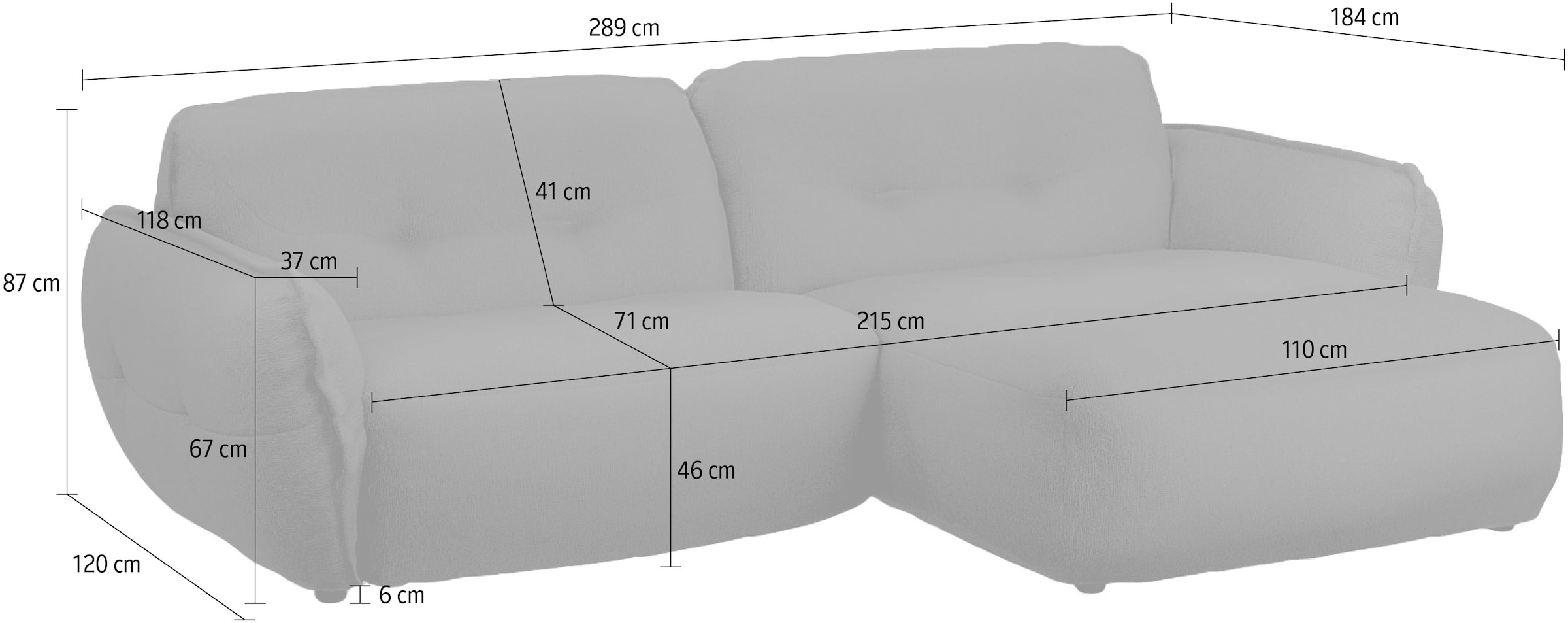 BETYPE Ecksofa »Be Fluffy«, Softes Sitzgefühl, moderne Kedernaht, hochwertiger Bezug