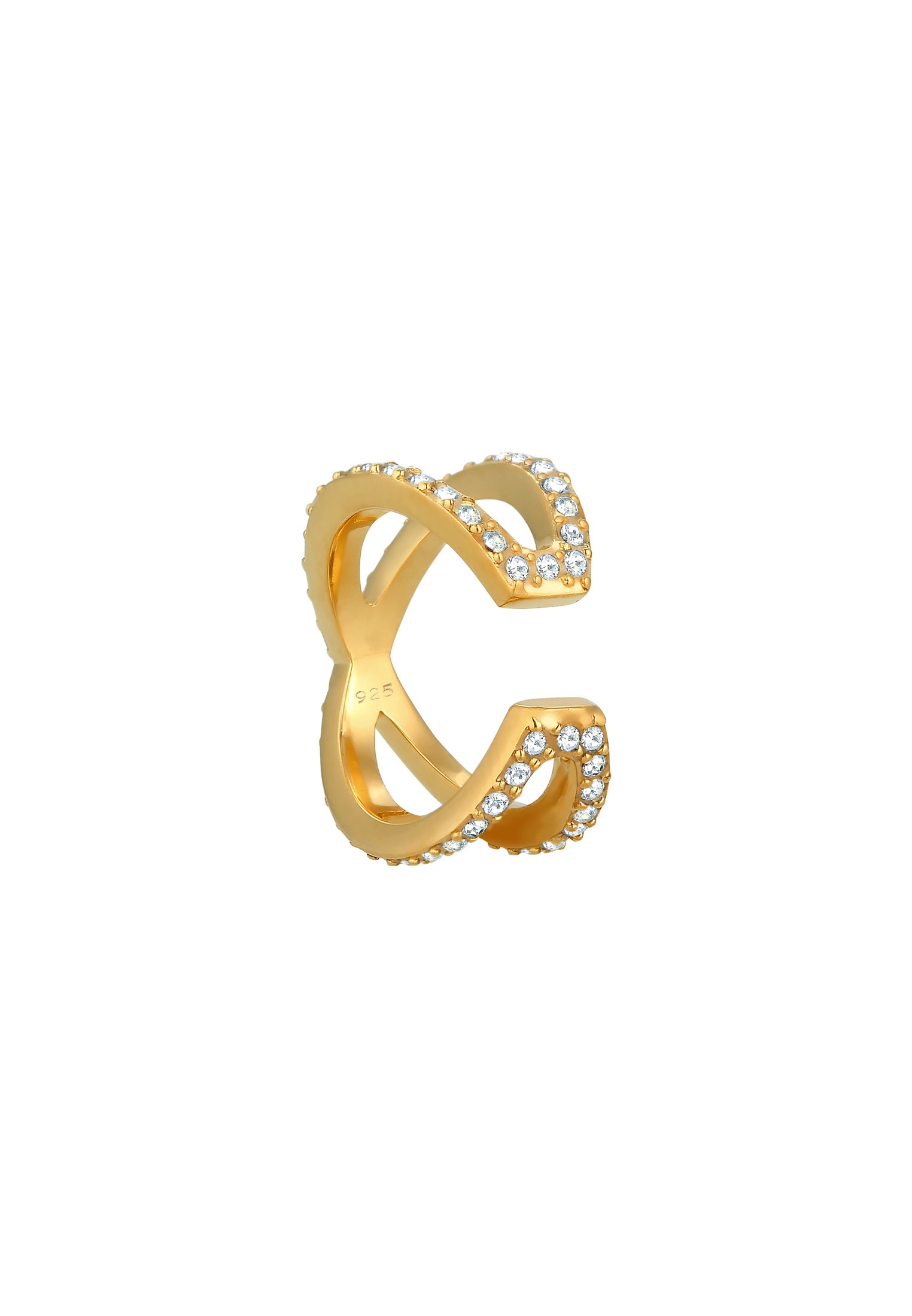 Elli Single-Ohrhaken »Single Earcuff Kreuz Kristalle 925 Silber«