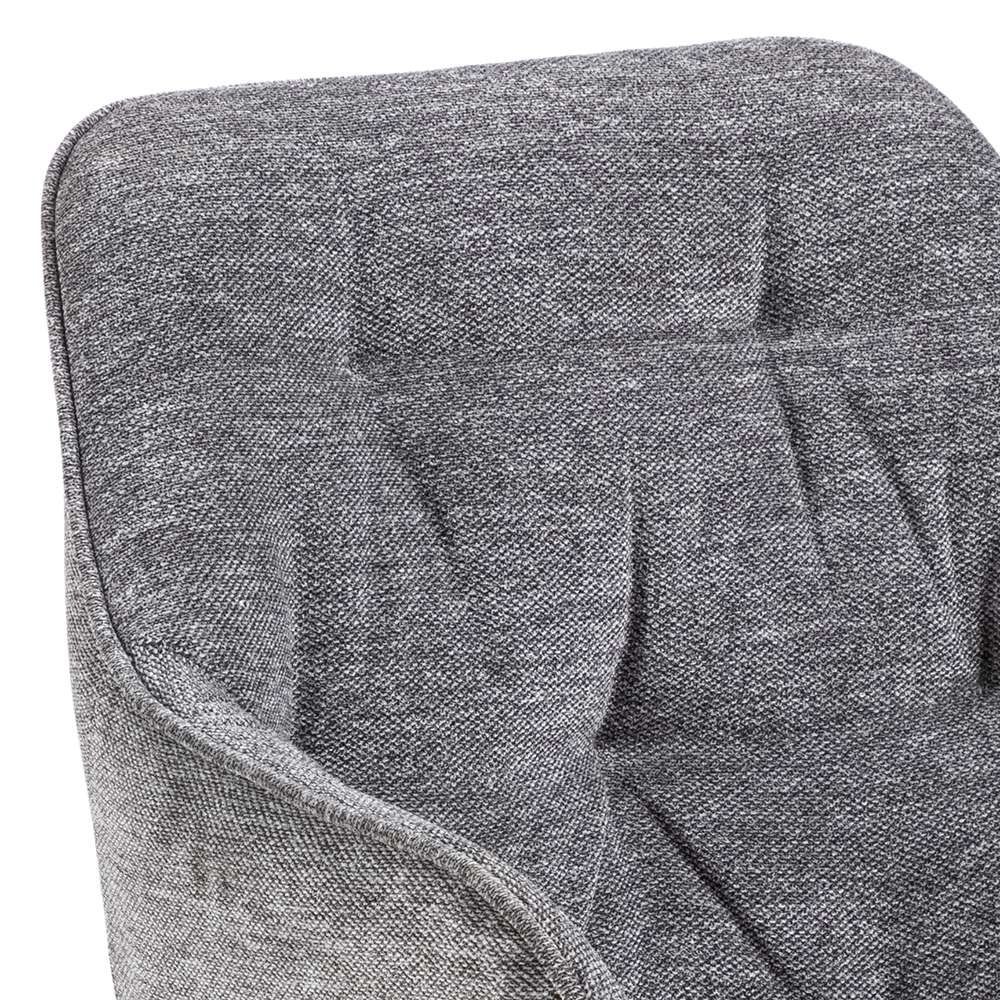ACTONA GROUP Esszimmerstuhl, Luxus-Microfaser, Essstuhl Anthrazit, Beine mattschwarzem Stahl und Tuftings, 2er Set