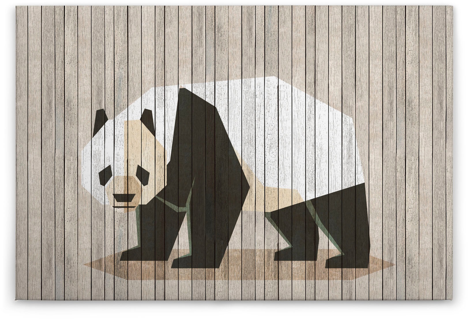 Bricoflor Panda Wandbild Mit Holz Design Modernes Leinwand Bild Ideal Für S günstig online kaufen
