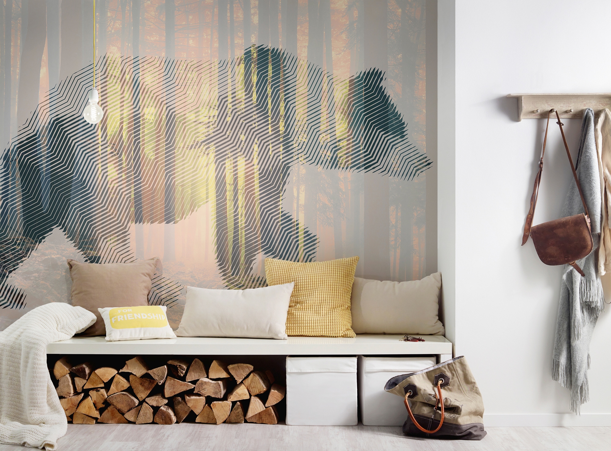 Architects Paper Fototapete »Atelier 47 Bear Forest 1«, Wald, Vlies, Wand, Schräge, Decke