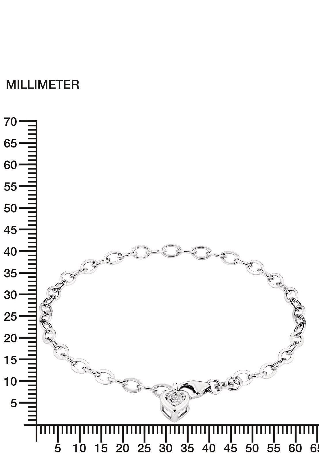 Amor Silberarmband »Schmuck Geschenk Armkette Herz LIEBE«, Made in Germany - mit Zirkonia (synth.)
