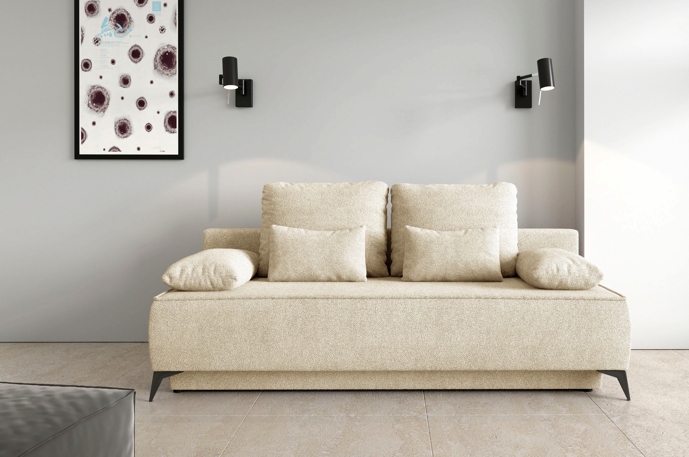 WERK2 Schlafsofa »Indira Samtvelour Boucle Bezug, Breite 206cm, Liegefläche günstig online kaufen