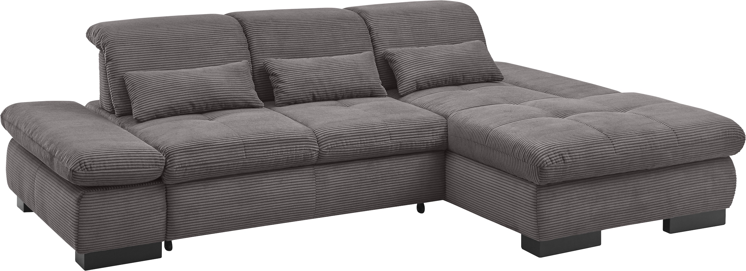 set one by Musterring Ecksofa »SO4100 V«, mit verstellbaren Kopfteilen, wahlweise mit Funktionen, Cord-Bezug