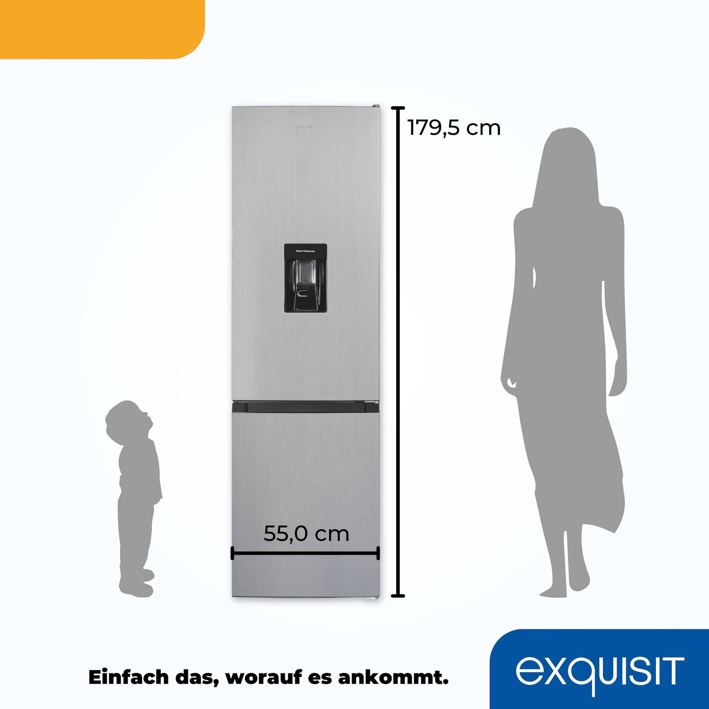exquisit Kühl-/Gefrierkombination »KGC265-70-WS-040D weiss«, KGC265-70-WS-040D inoxlook, 179,5 cm hoch, 55 cm breit