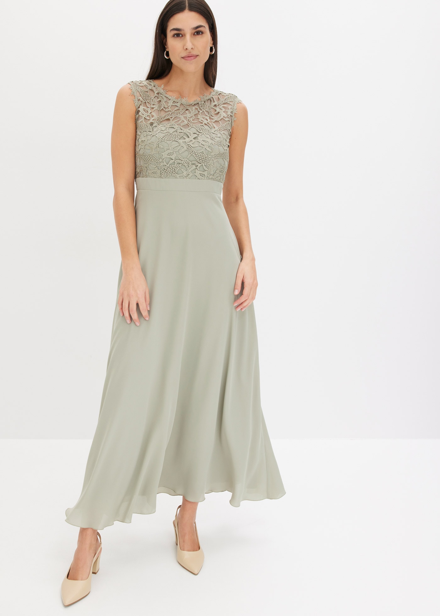 bonprix Maxikleid »Maxikleid mit Spitze« für festliche Anlässe, vollständig gefüttert, taillierte Passform