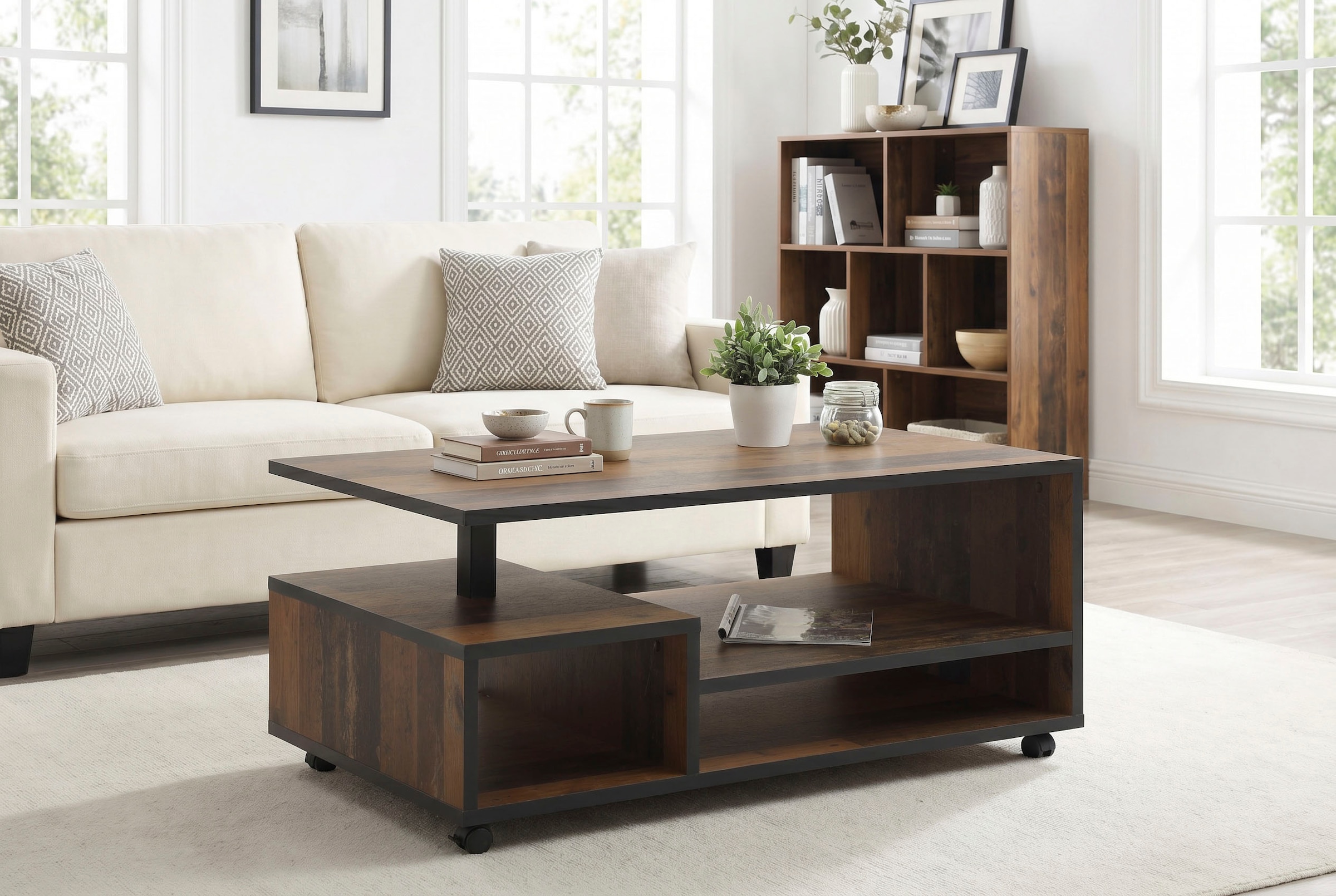 HELA Couchtisch auf Rollen, industrial Design