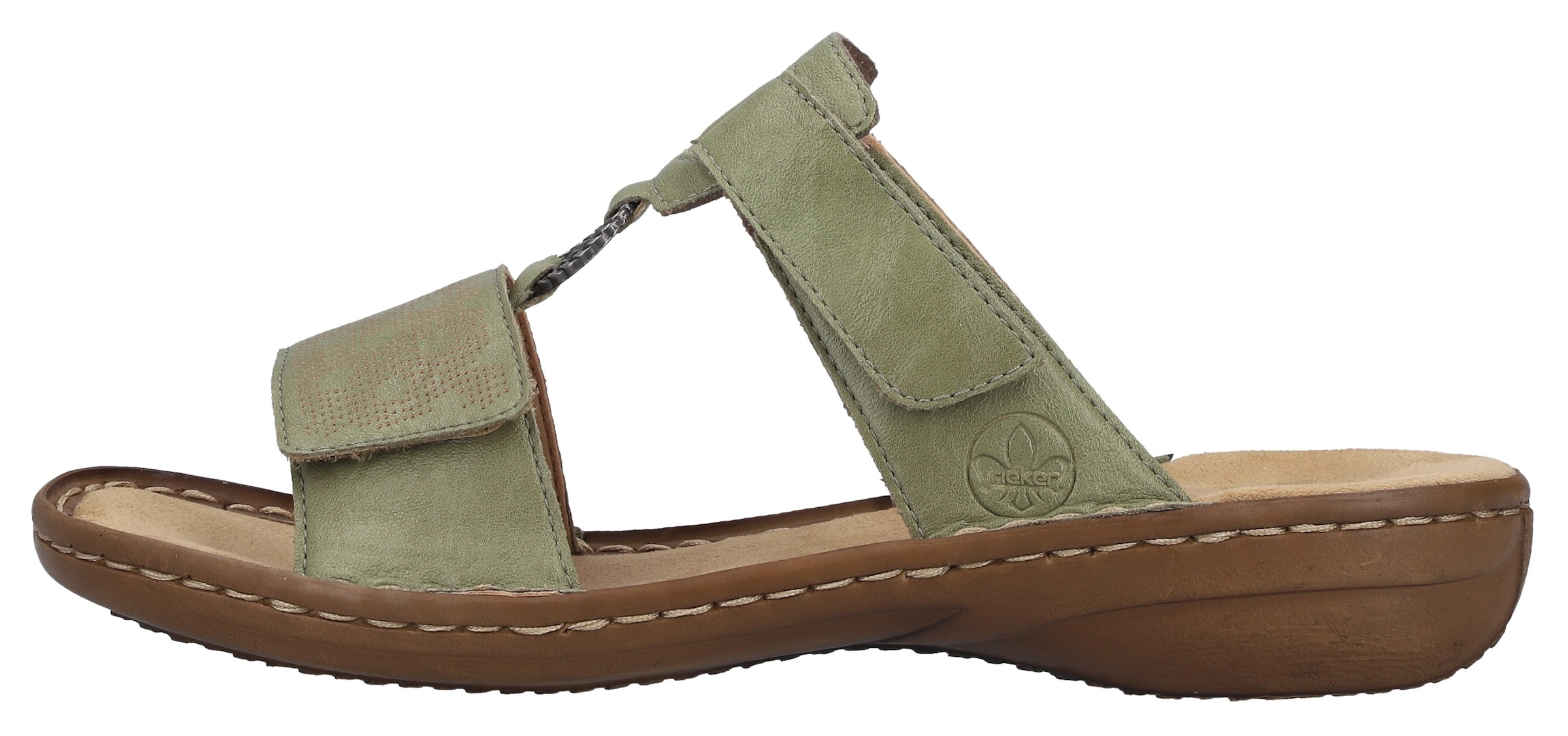 Rieker Pantolette  Sommerschuh, Strandschuh, Klettschuh mit Perforation