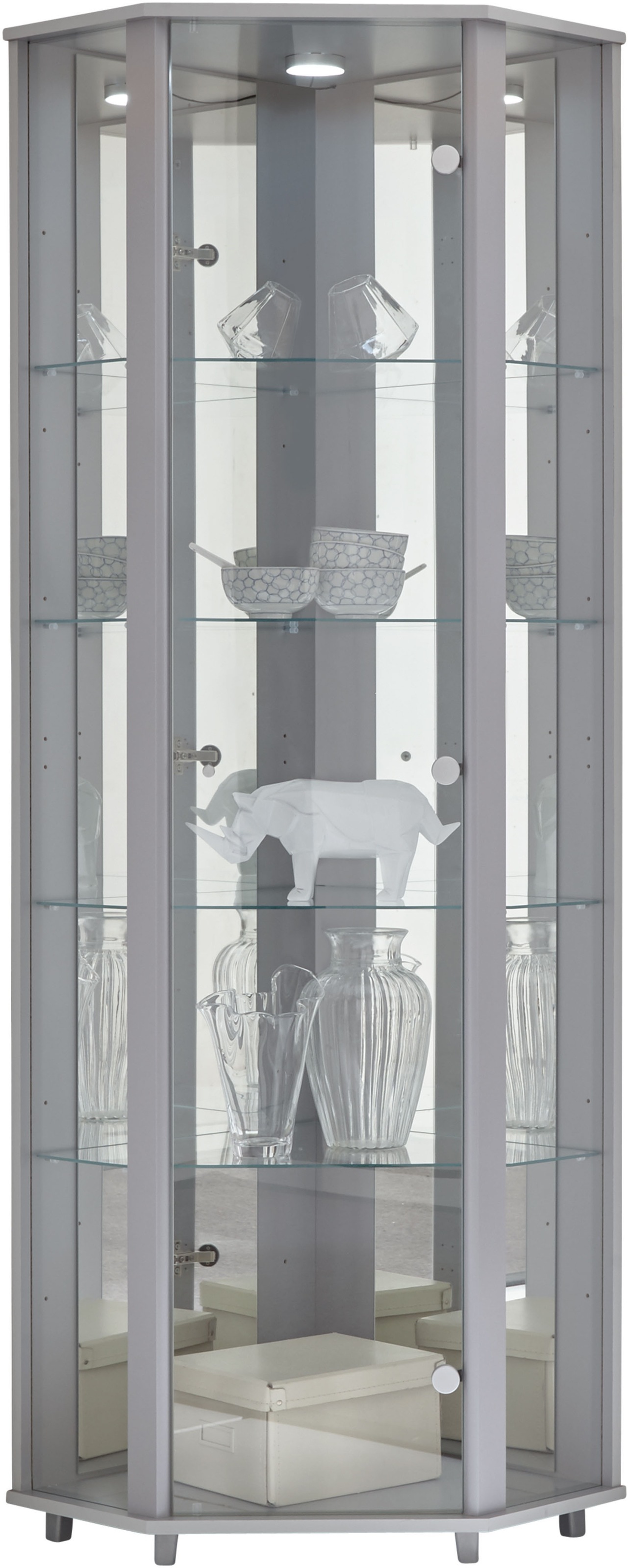 fif möbel Eckvitrine »TRIO Höhe ca. 172 cm, ink. Beleuchtung«, Eckvitrine/G günstig online kaufen