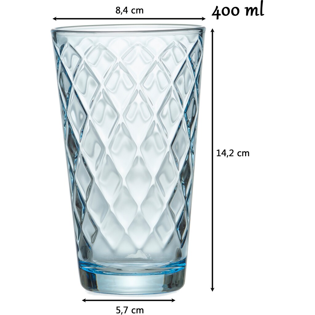 Ritzenhoff & Breker Longdrinkglas »Wela«, (Set, 6 tlg., 6 Longdrinkgläser, je 400 ml)