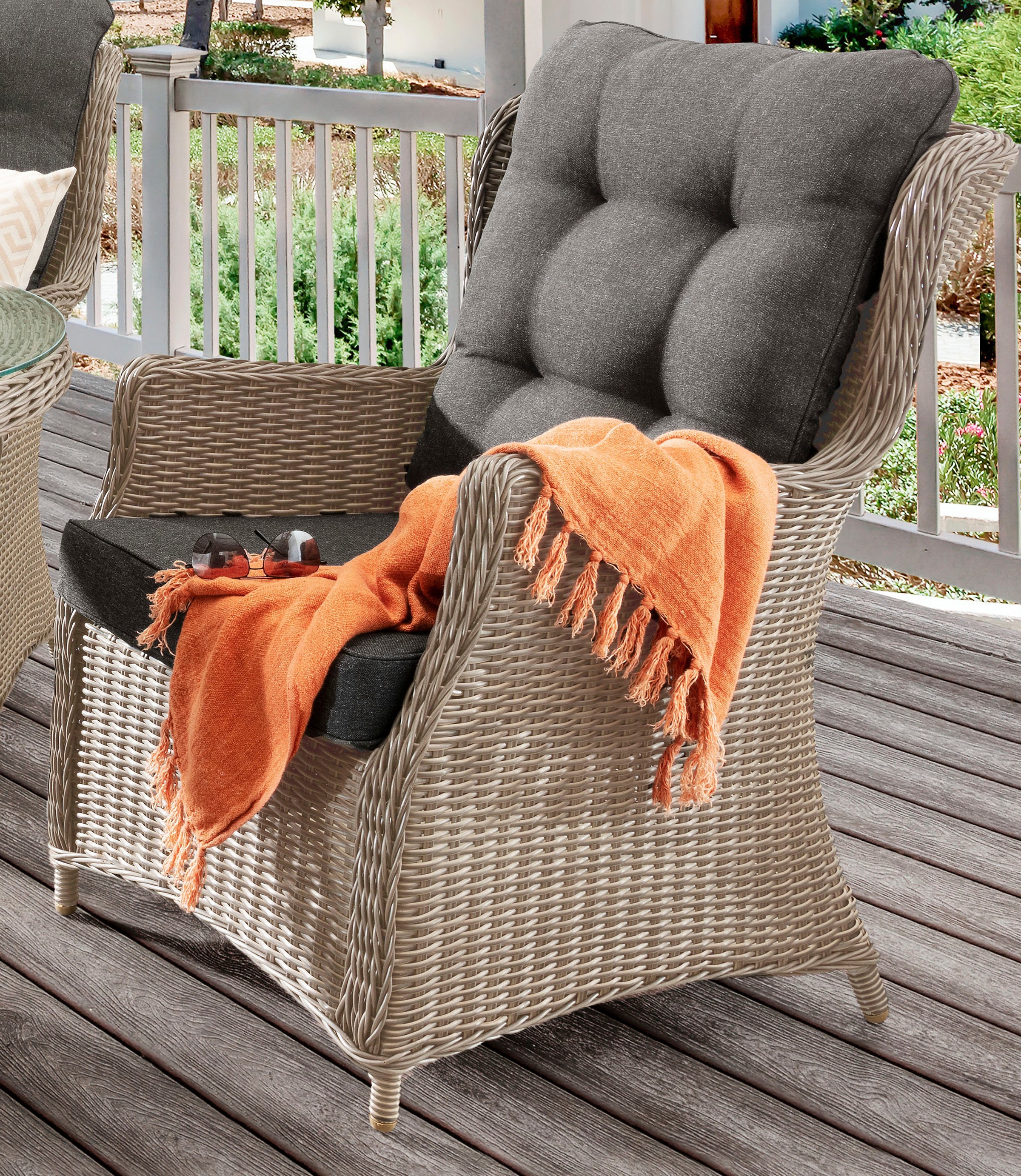 Destiny Garten-Essgruppe »CASA LUNA«, (13 tlg., 4x Sessel, 1x Tisch, inkl. Auflagen), Aluminium, Polyrattan
