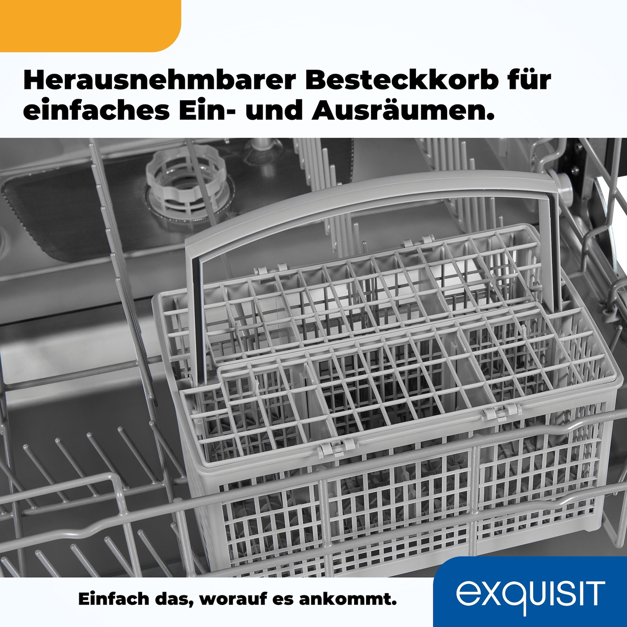 exquisit teilintegrierbarer Geschirrspüler »EGSP6012-EB-030E inox«, 12 Maßgedecke