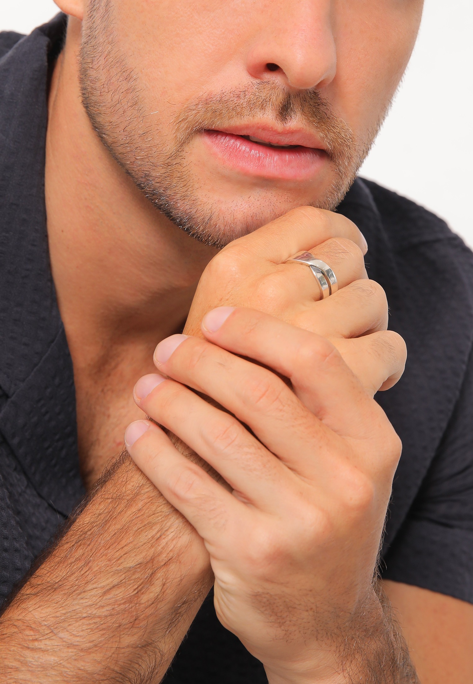 Kuzzoi Silberring »Herren Bandring Überkreuz Look 925 Silber«