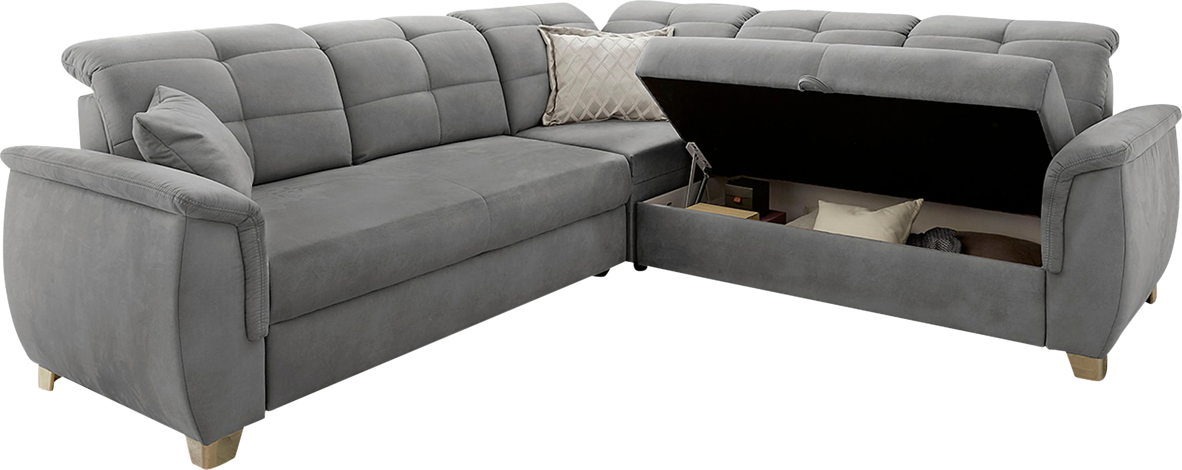Jockenhöfer Gruppe Ecksofa Udine, verstellbare Kopfteile, Gästebett- und Relaxfunktion