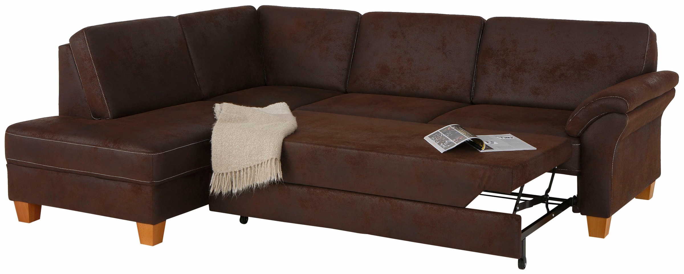 Home affaire Ecksofa »Borkum L-Form«, mit Federkern, wahlweise mit Bettfunktion