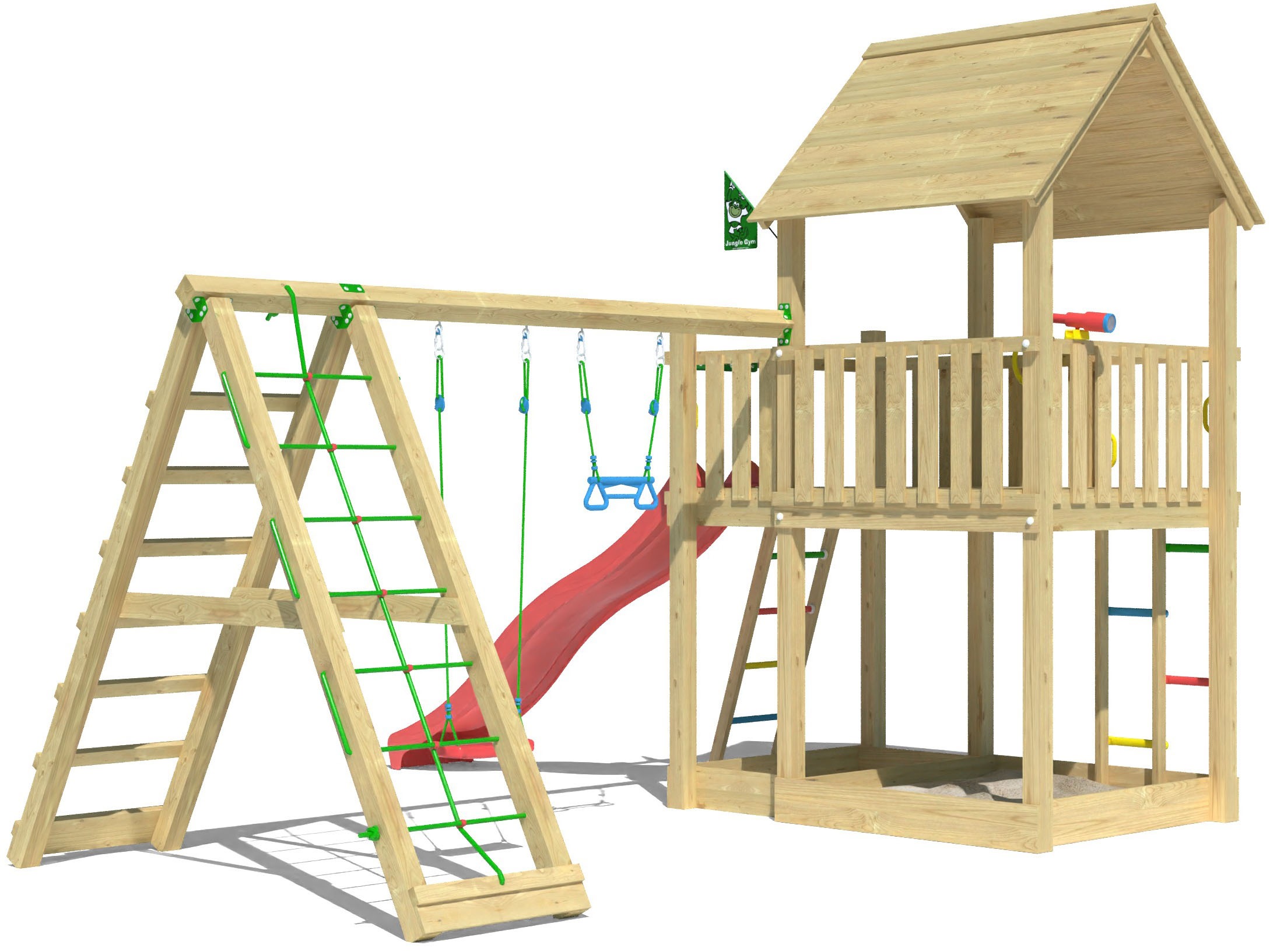 Jungle Gym Spielturm »Majesty«, (Set), Spielanlage mit Schaukel, Kletterbock und Rutsche mit Wasseranschluss