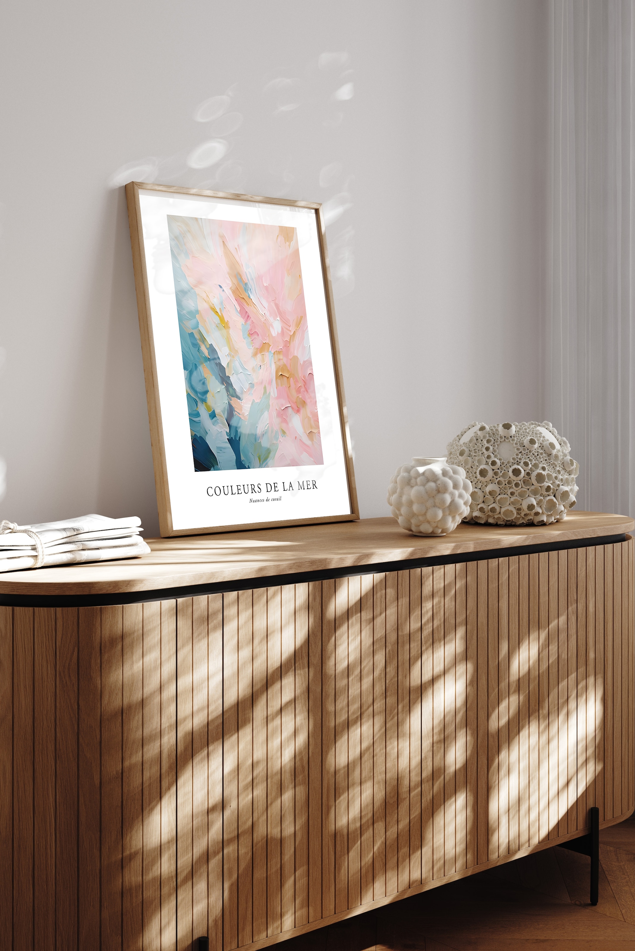 queence Bild mit Rahmen »Abstrakte Kunst in Pastell« Abstrakt | Abstrakte | Formen | Gemälde | Kunst 1 Stk. tlg. Kunstdruck in Pastell mit einem Echtholzrahmen