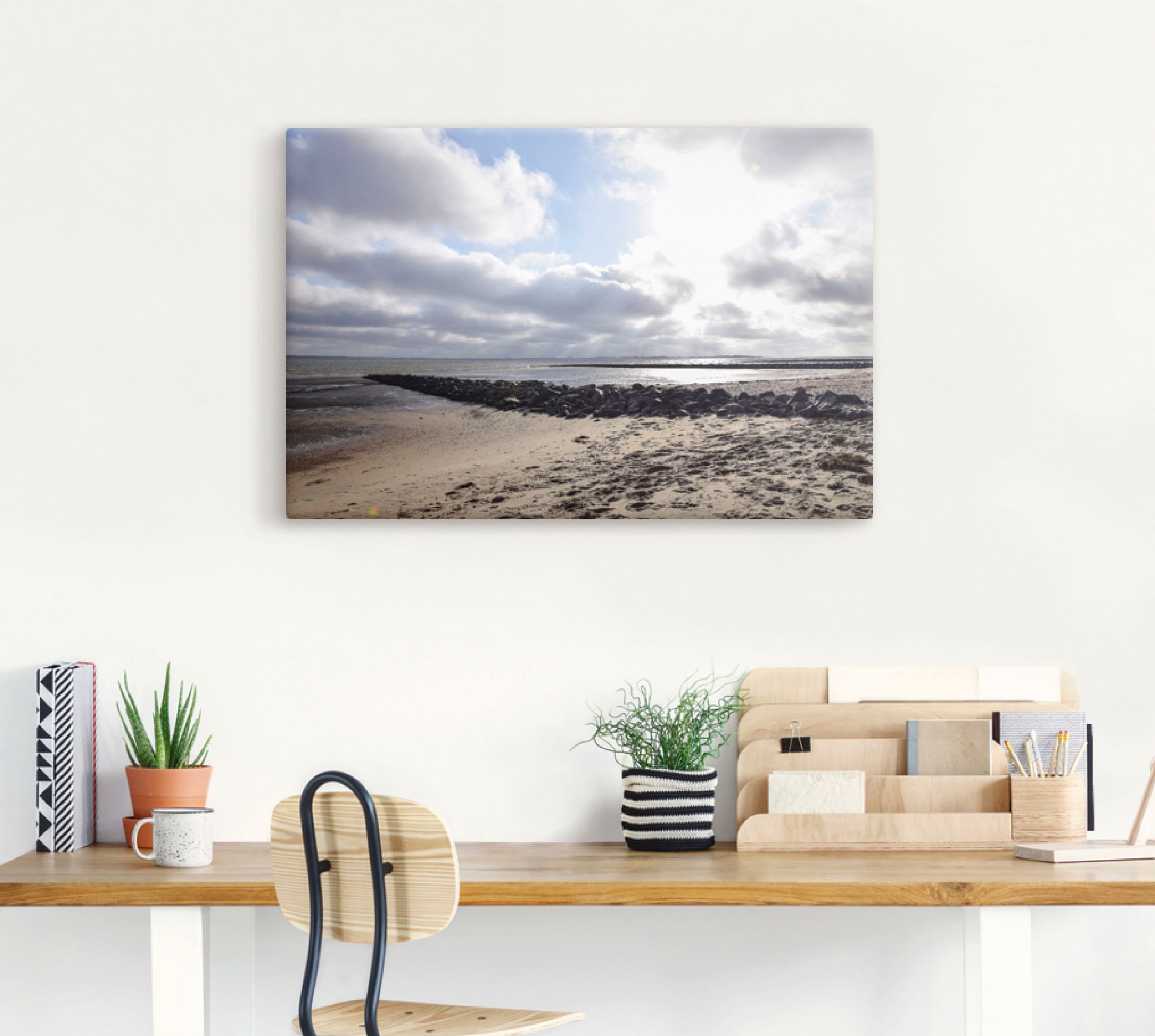 Artland Leinwandbild »Sonnenuntergang auf der Insel Föhr«, Strand, (1 St.), auf Keilrahmen gespannt