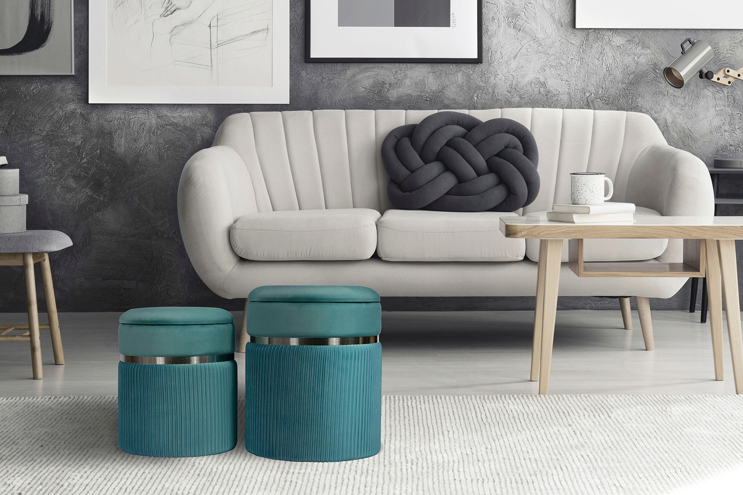Kayoom Polsterhocker »Hocker Zora 325 2er-Set«, gepolstert, mit Stauraum günstig online kaufen