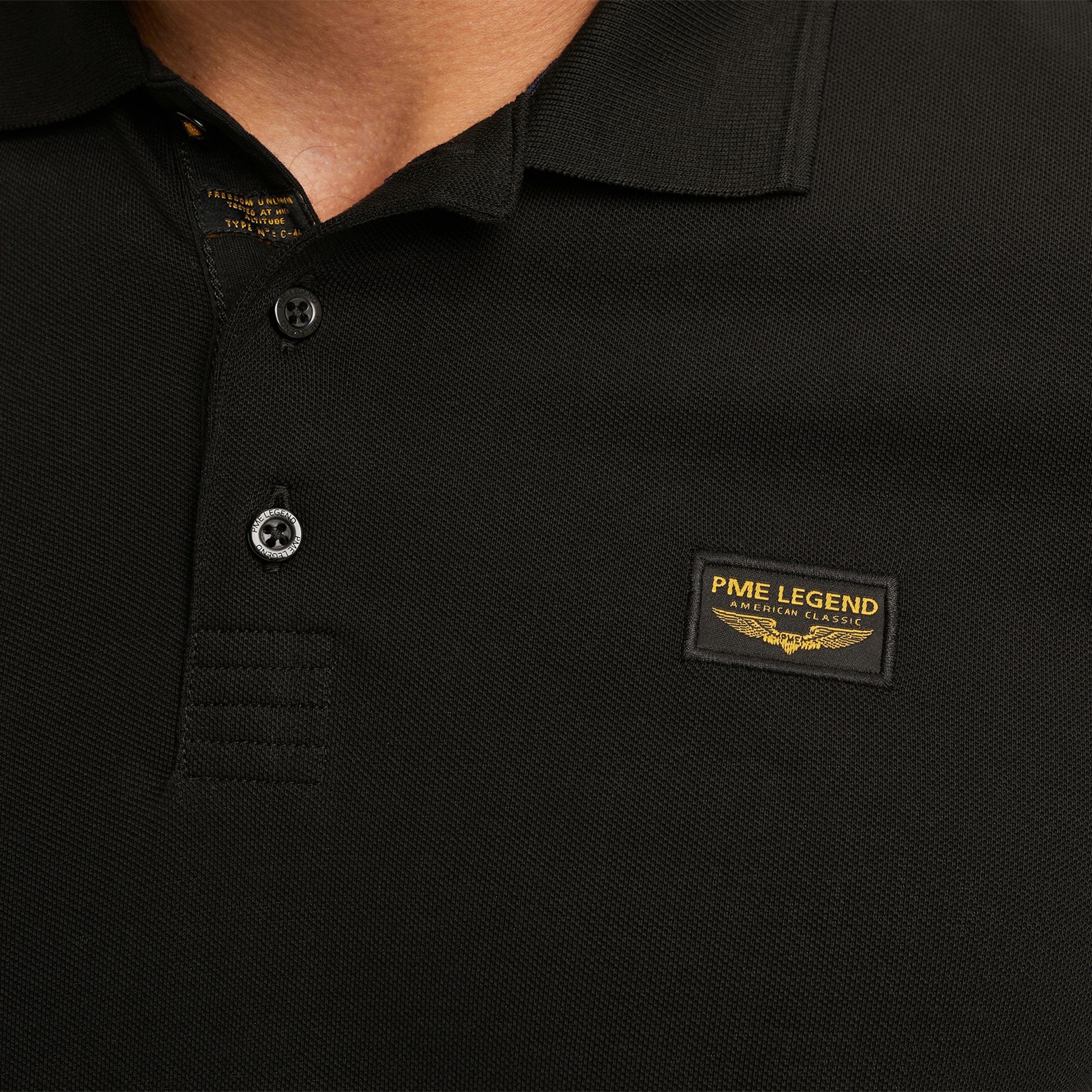 PME LEGEND Langarm-Poloshirt mit Logo-Aufnäher