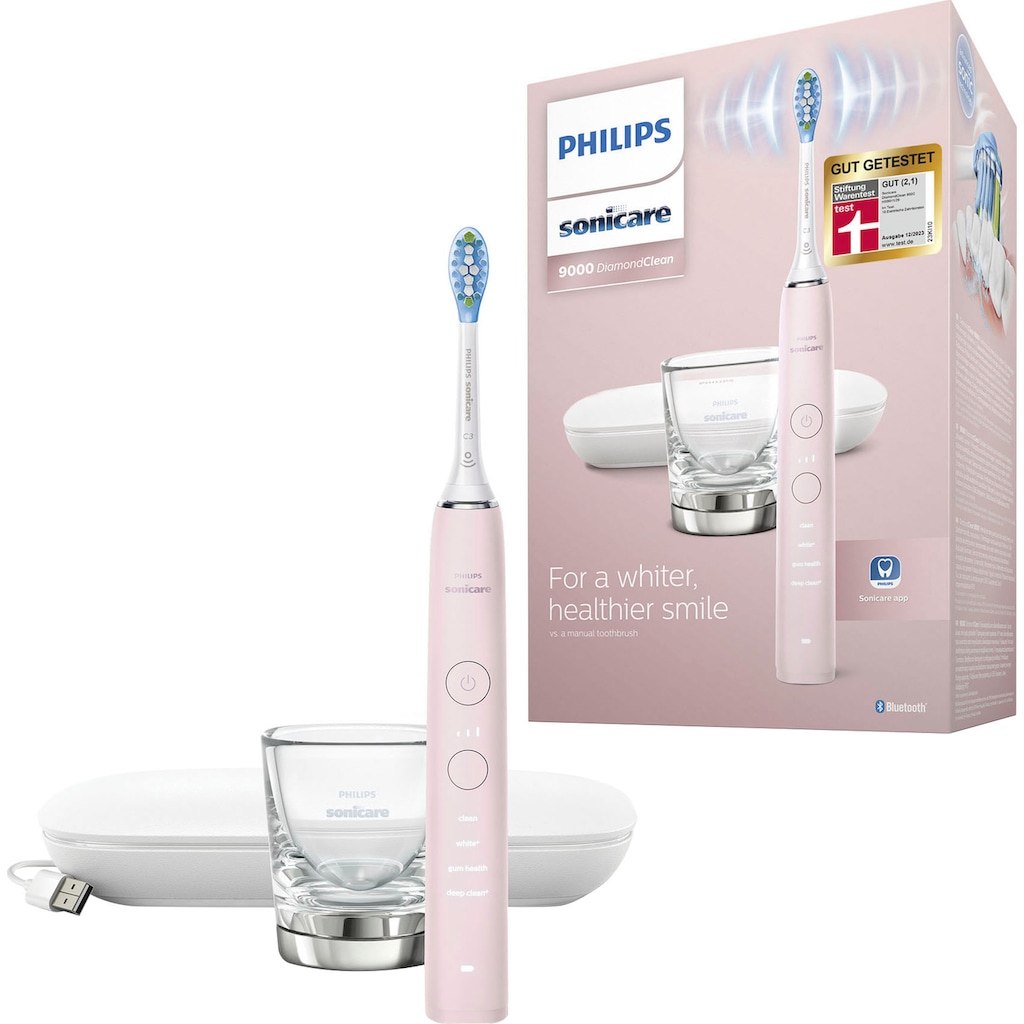 Philips Sonicare Elektrische Zahnbürste »DiamondClean 9000 HX9911«, 1 St. Aufsteckbürsten, mit Schalltechnologie, Ladeglass, USB-Reiseetui