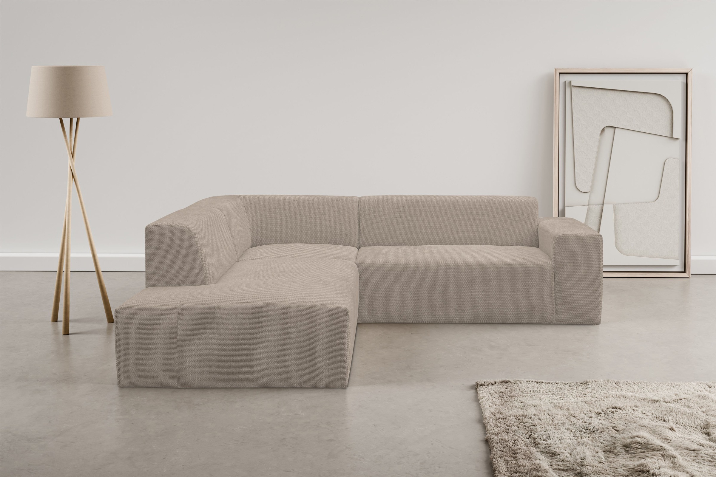 WERK2 Ecksofa »Zeus-M, tolles Sofa mit schönen Details, L-Form«, Curvy Tren günstig online kaufen