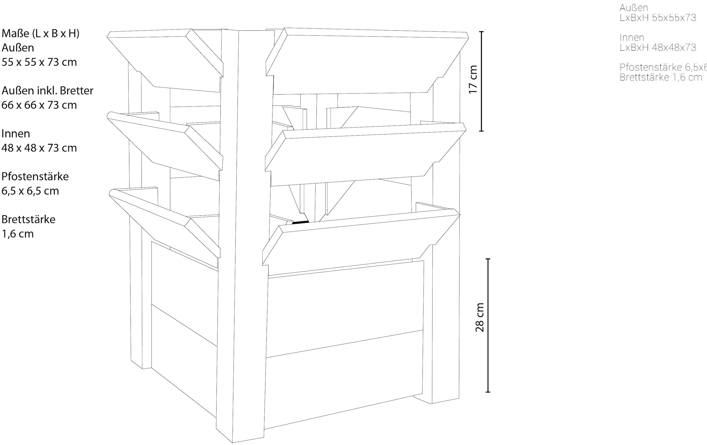 WESTMANN Hochbeet »Premium L«, 250 l, BxTxH: 64x65x73 cm
