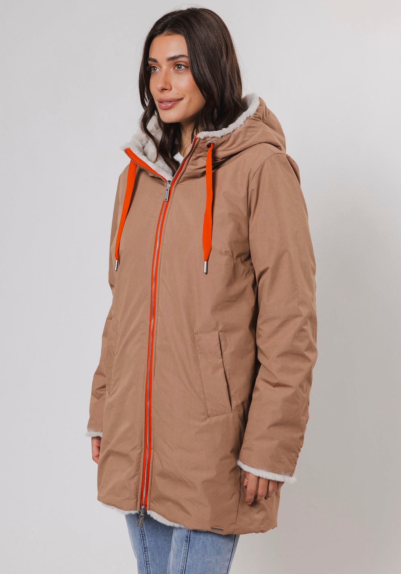 Rino & Pelle Parka, mit Kapuze, mit kontrastfarbenen Details