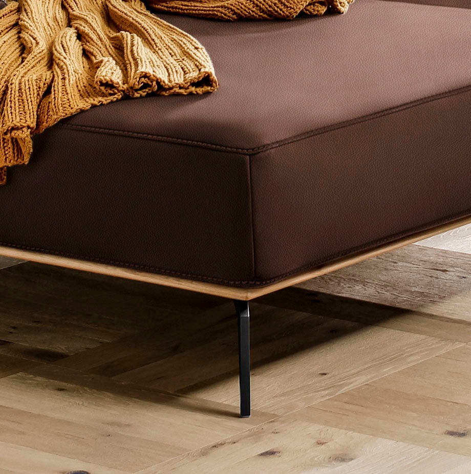 W.SCHILLIG Ecksofa »run, Designsofa mit tollem Sitzkomfort, bequem, L-Form«, mit Holzsockel, Füße in Schwarz pulverbeschichtet, Breite 279 cm