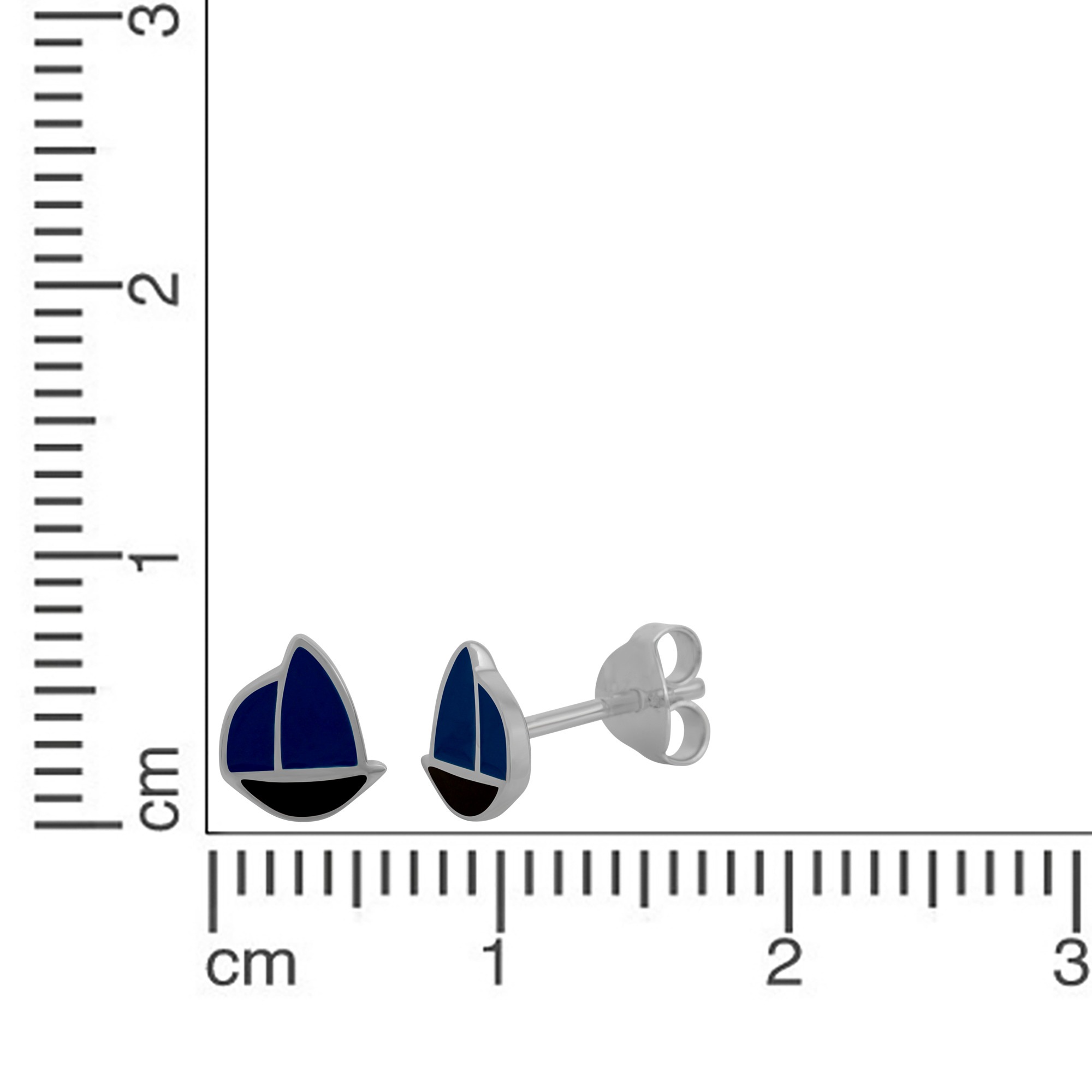 Vivance Paar Ohrstecker »925/- Sterling Silber rhodiniert Schiff Lack blau«