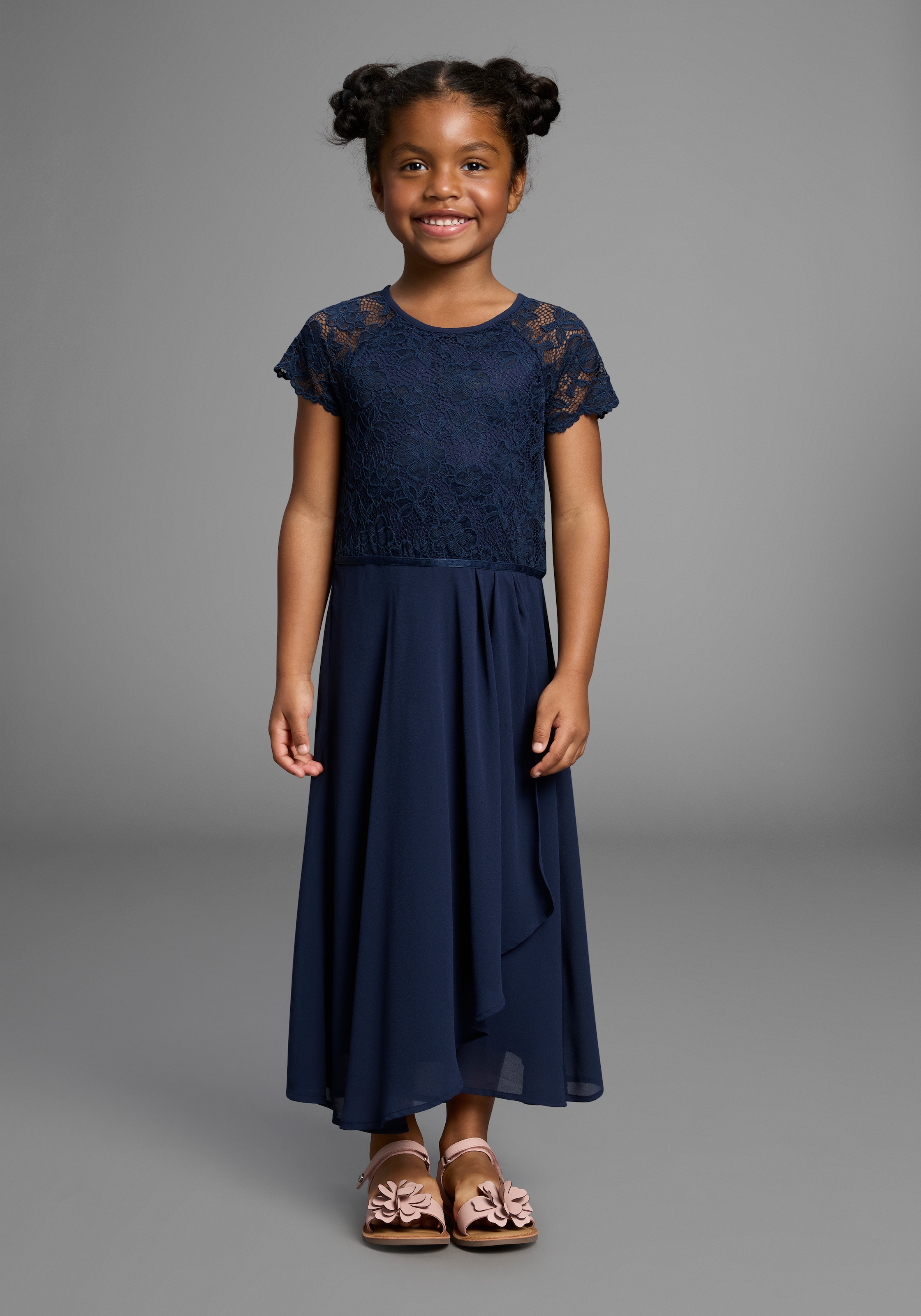 KIDSWORLD Jerseykleid »Festliches Kleid mit Spitze«, Elegantes Kleid mit Spitze und Chiffon