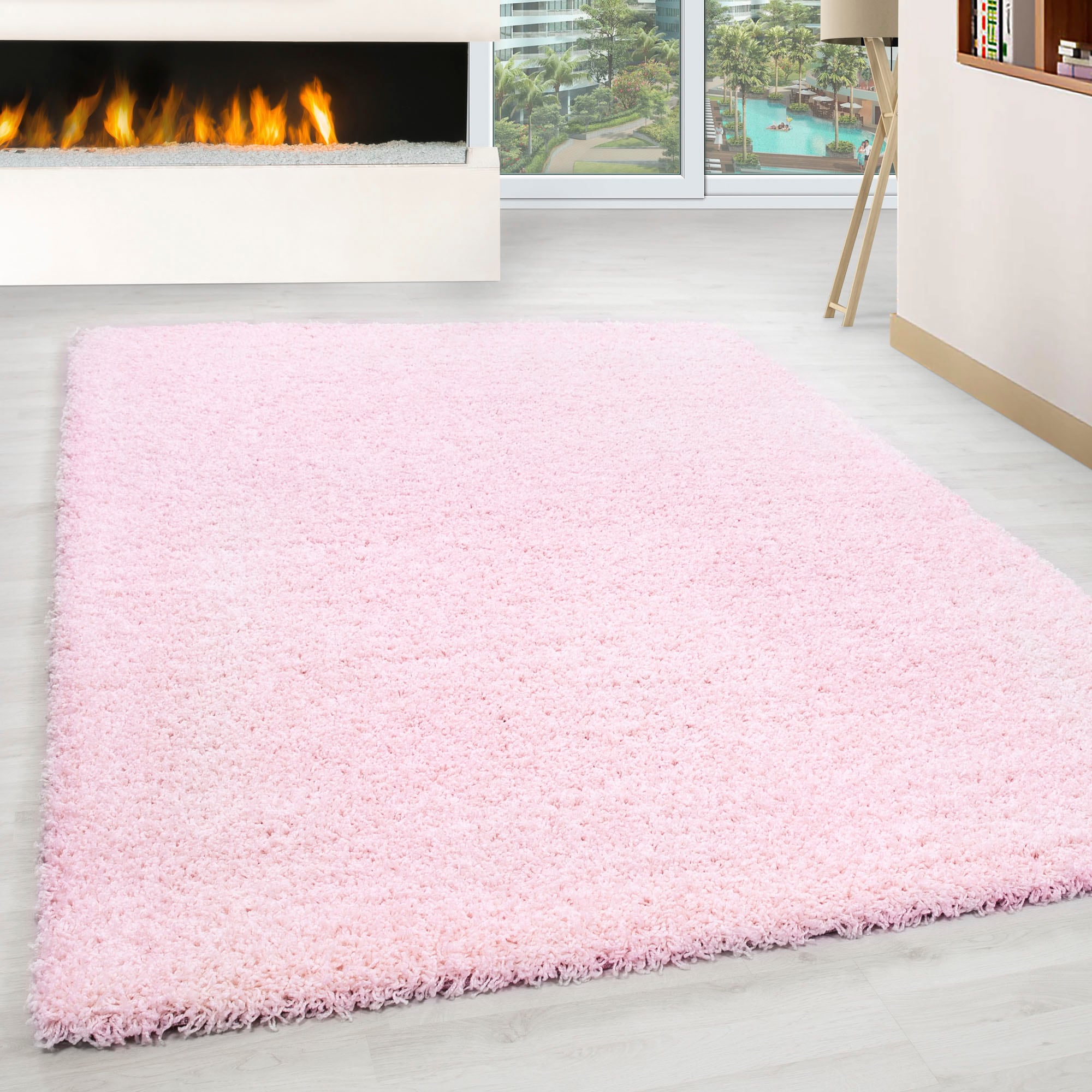 my home Hochflor-Teppich »Viva« rechteckig 45 mm Höhe Uni Farben, einfarbig günstig online kaufen