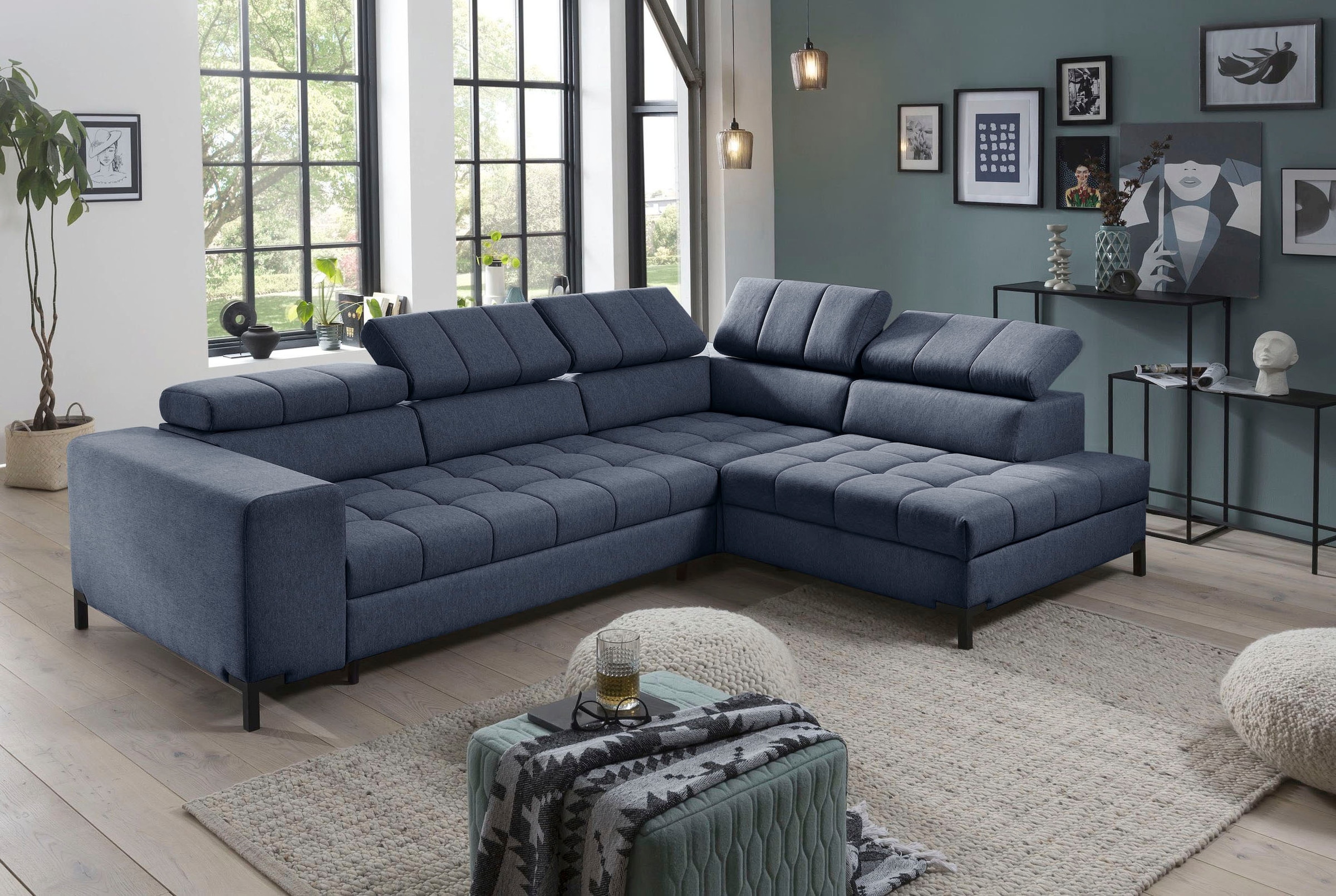 exxpo - sofa fashion Ecksofa »Bocco, hochwertige Verarbeitung, toller Sitzkomfort, bequem, L-Form« wahlweise mit Bettfunktion u. Bettkasten, inkl. Kopfteilverstellung