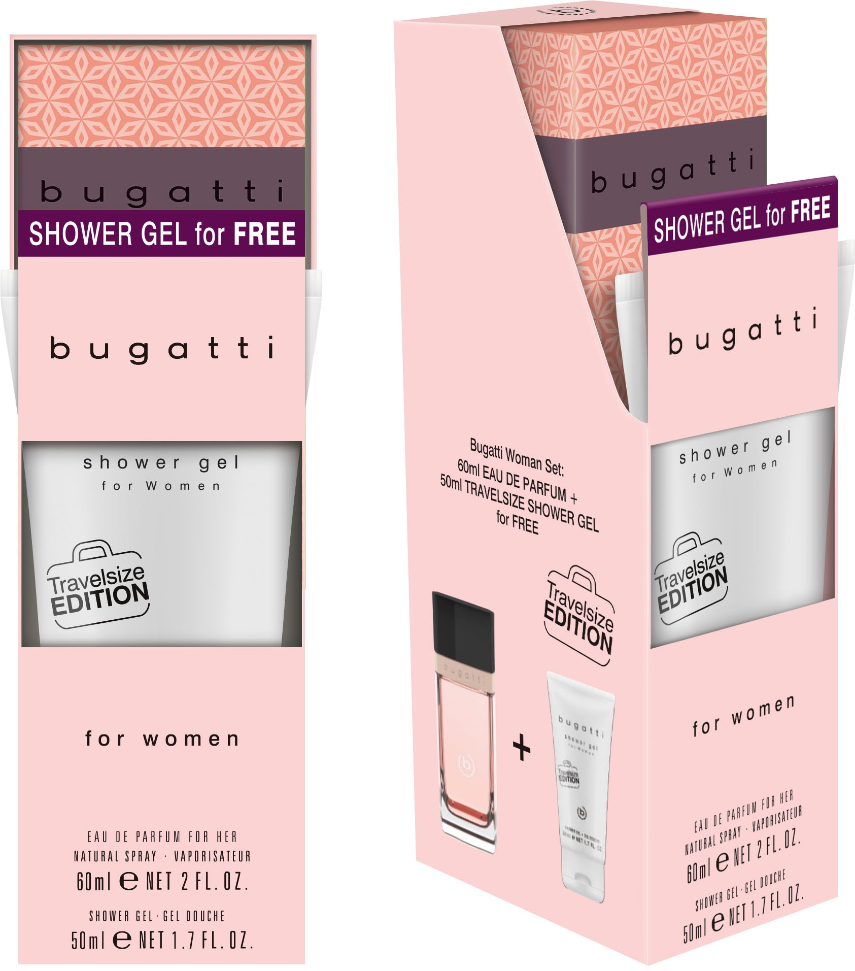 bugatti Eau de Parfum tlg.) (gratis) Eleganza ml »bugatti Bundle«, kaufen (2 + EdP im Online-Shop Duschgel ml 60 50