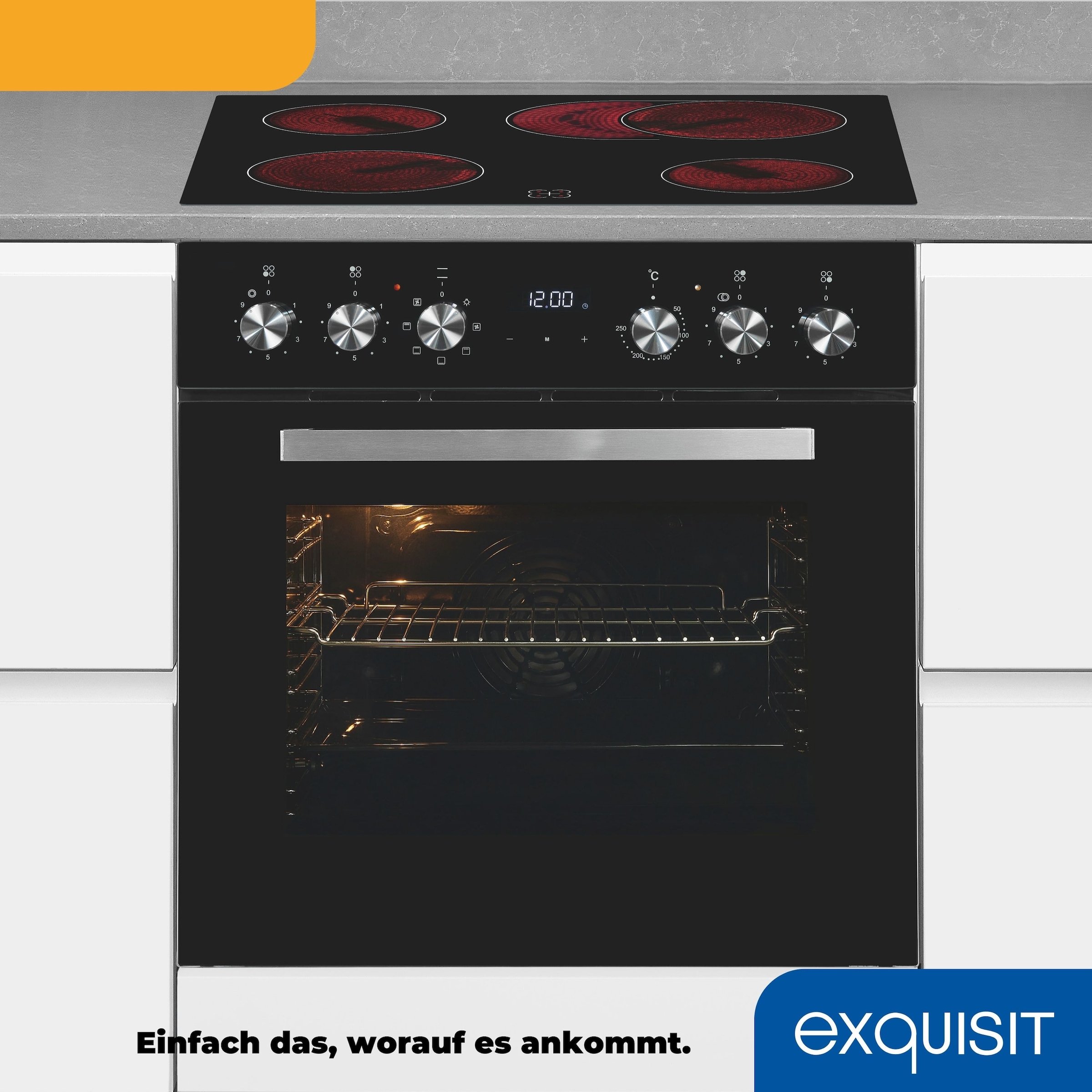 exquisit Elektro-Herd-Set »EHE157-UBZ-020«, mit Teleskopauszug nachrüstbar