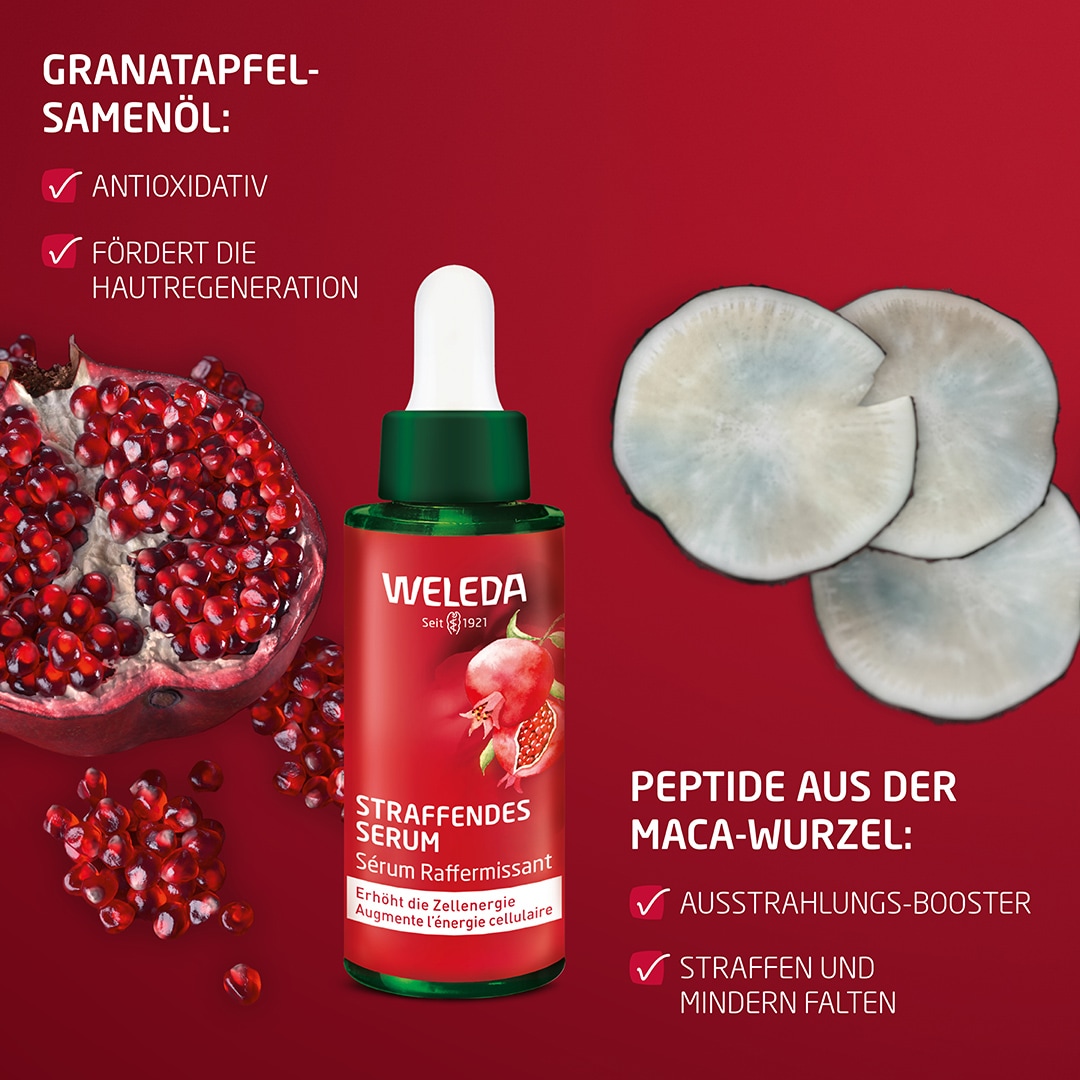 WELEDA Gesichtsserum »Weleda Straffendes Serum Granatapfel & Maca-Peptide«