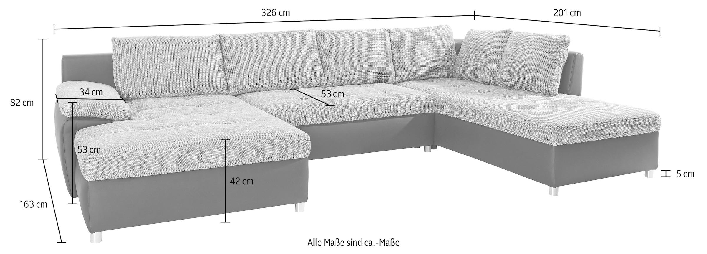 sit&more Wohnlandschaft »Labene U-Form«, wahlweise mit Bettfunktion und Bettkasten